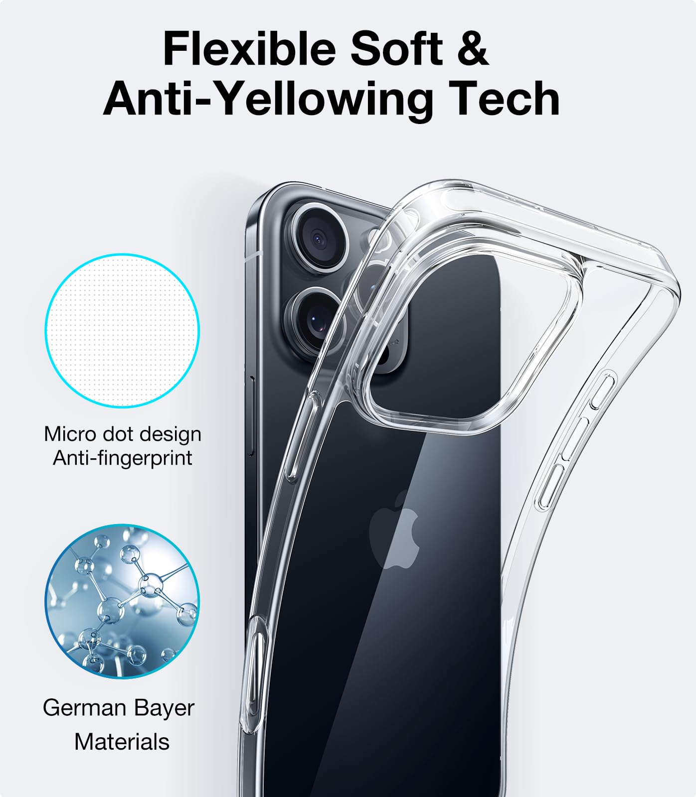 TORRAS Crystal Clear Ultra-Thin iPhone 16 Pro Max Case | Military-Grade Drop Protection | Anti-Yellowing TPU Cover | Slim Soft Silicone Design | Perfect for Everyday Use, Travel & Outdoor Activities