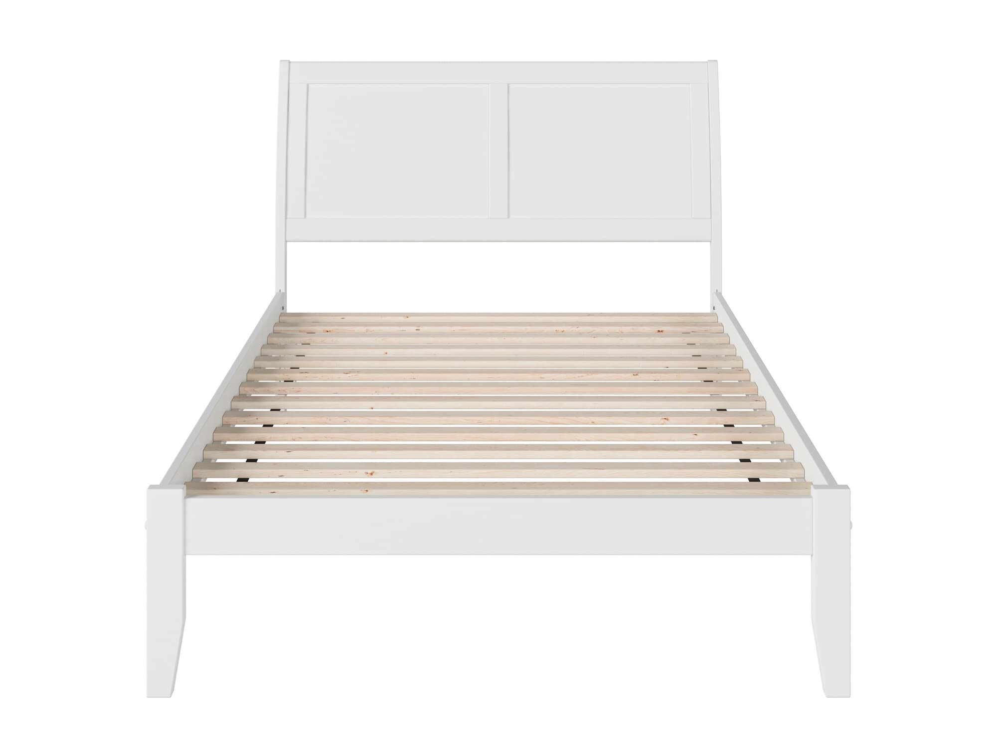 AFI Portland Full Platform Bed Frame with USB Charging Ports - Modern White Wooden Bed for Small Spaces & Apartments - Perfect for Bedrooms, Guest Rooms & Studio Living