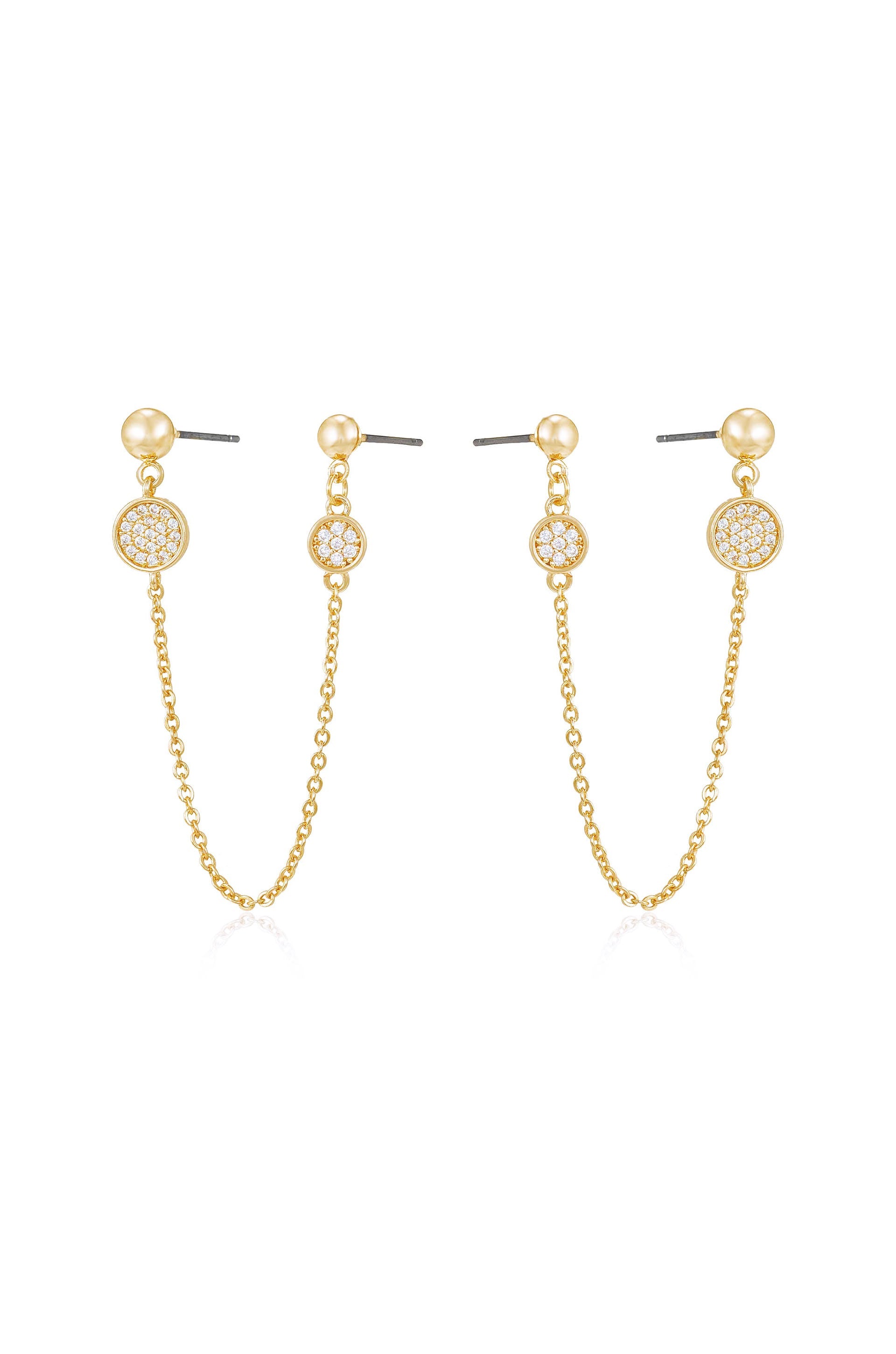 Double Piercing Chain Drop Earrings for Women - Trendy Dangle Jewelry for Parties & Date Nights | 925 Sterling Silver