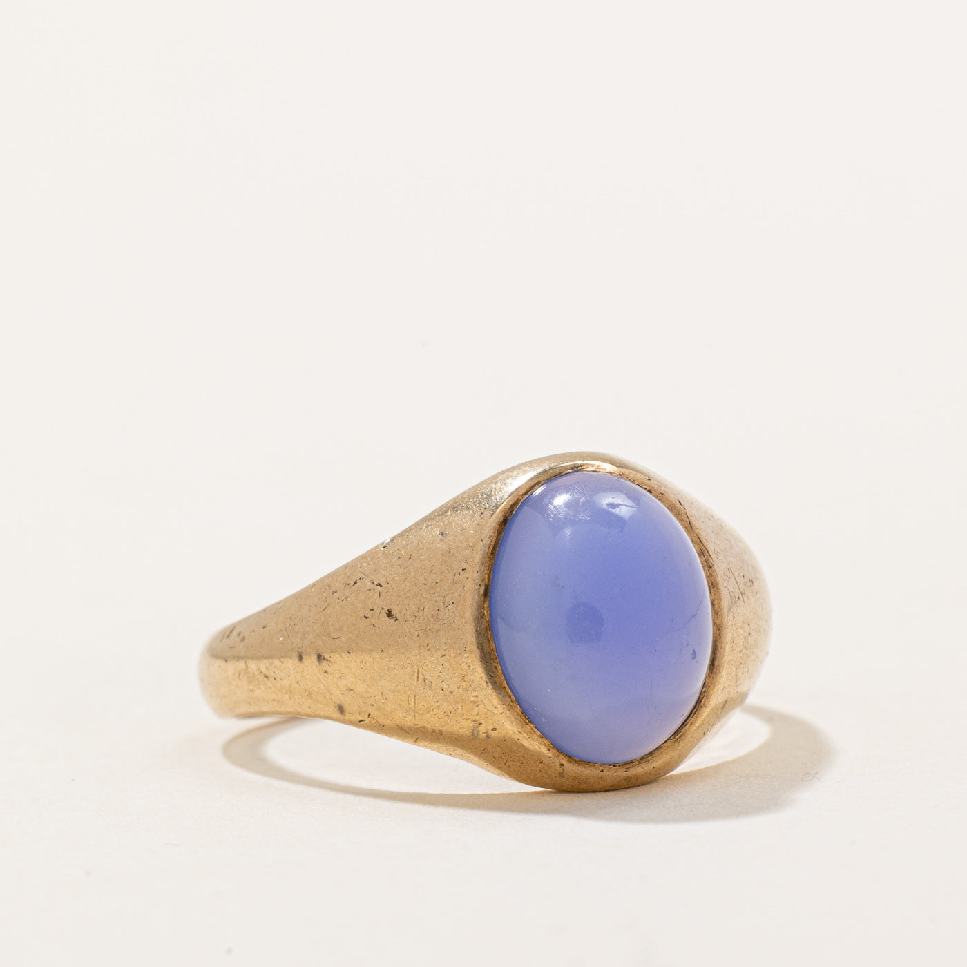 Vintage 1967 London Blue Agate Cocktail Ring - 2.90ct Genuine Stone - Size 7.5 - Elegant Statement Jewelry for Evening Parties & Special Occasions