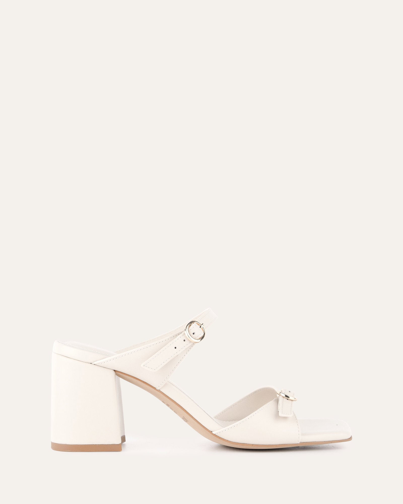SPENCER Women's Mid Heel Sandals - Off White Genuine Leather Comfortable Dress Shoes for Wedding, Party & Summer Outfits