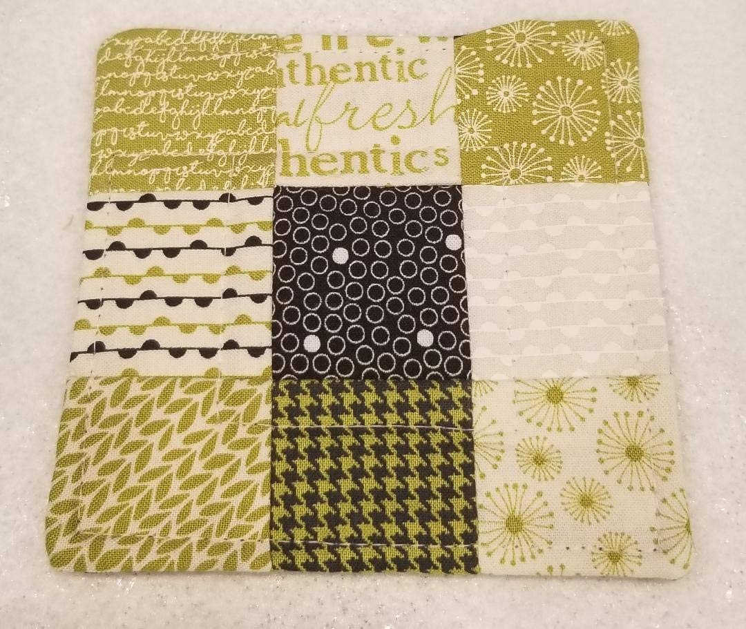 Pure Lime Quilted Coasters Set of 4 - Absorbent & Durable Drink Coasters for Coffee Tables, Bars & Home Decor - Perfect for Parties, Dining & Protecting Furniture