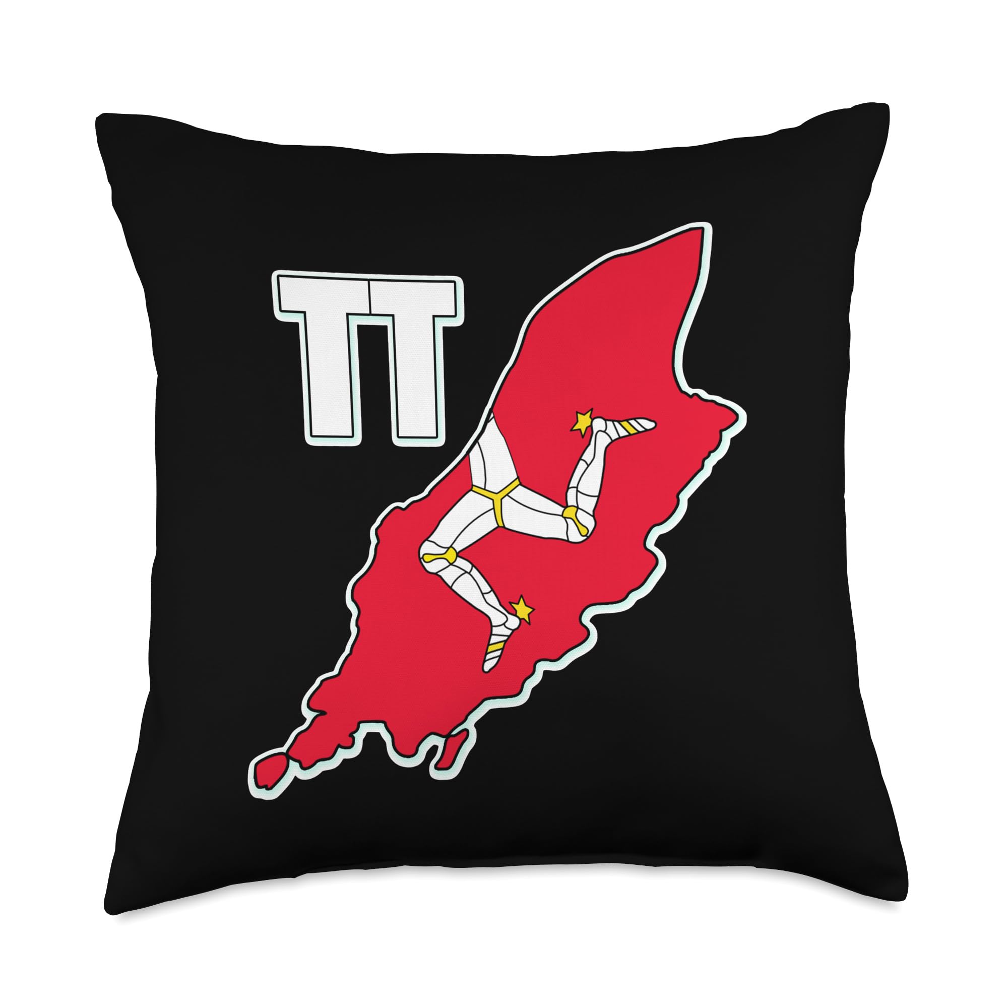 TT Road Racing Isle of Man Flag Throw Pillow - Manx Three Legs of Man Decorative Cushion Cover for Motorcycle Enthusiasts & Racing Fans Home Decor