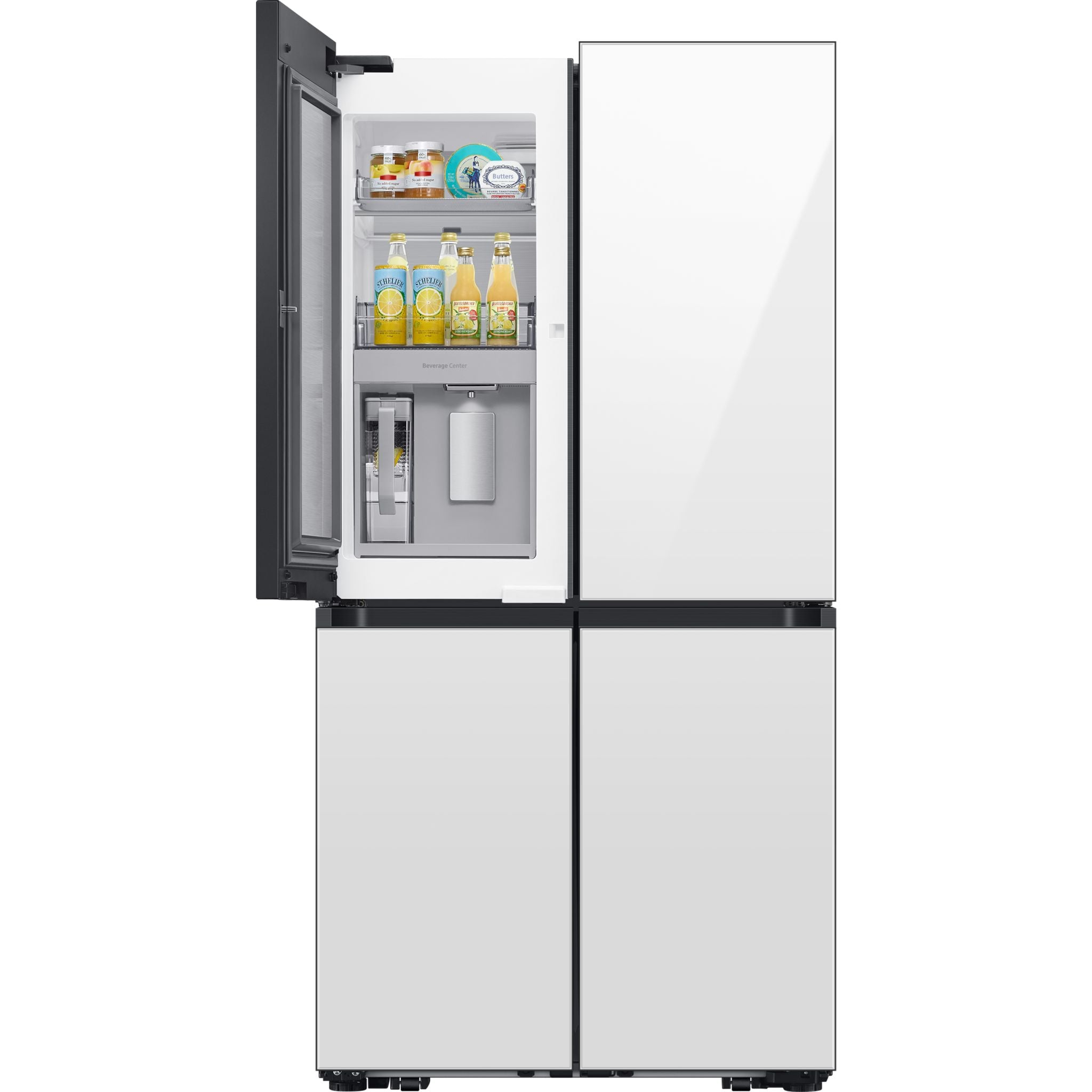 Samsung Bespoke 23 cu. ft. Counter Depth Refrigerator (RF23DB960012) in White - Smart French Door Fridge with FlexZone & Beverage Center for Modern Kitchens