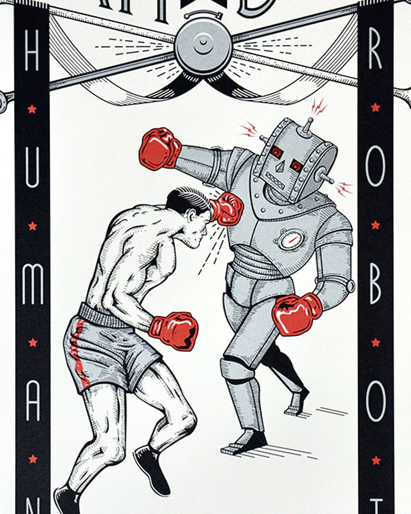 Man Vs. Bot Art Print - 12x18 Inches Wall Decor - Modern Abstract Poster for Living Room, Bedroom & Office Decor