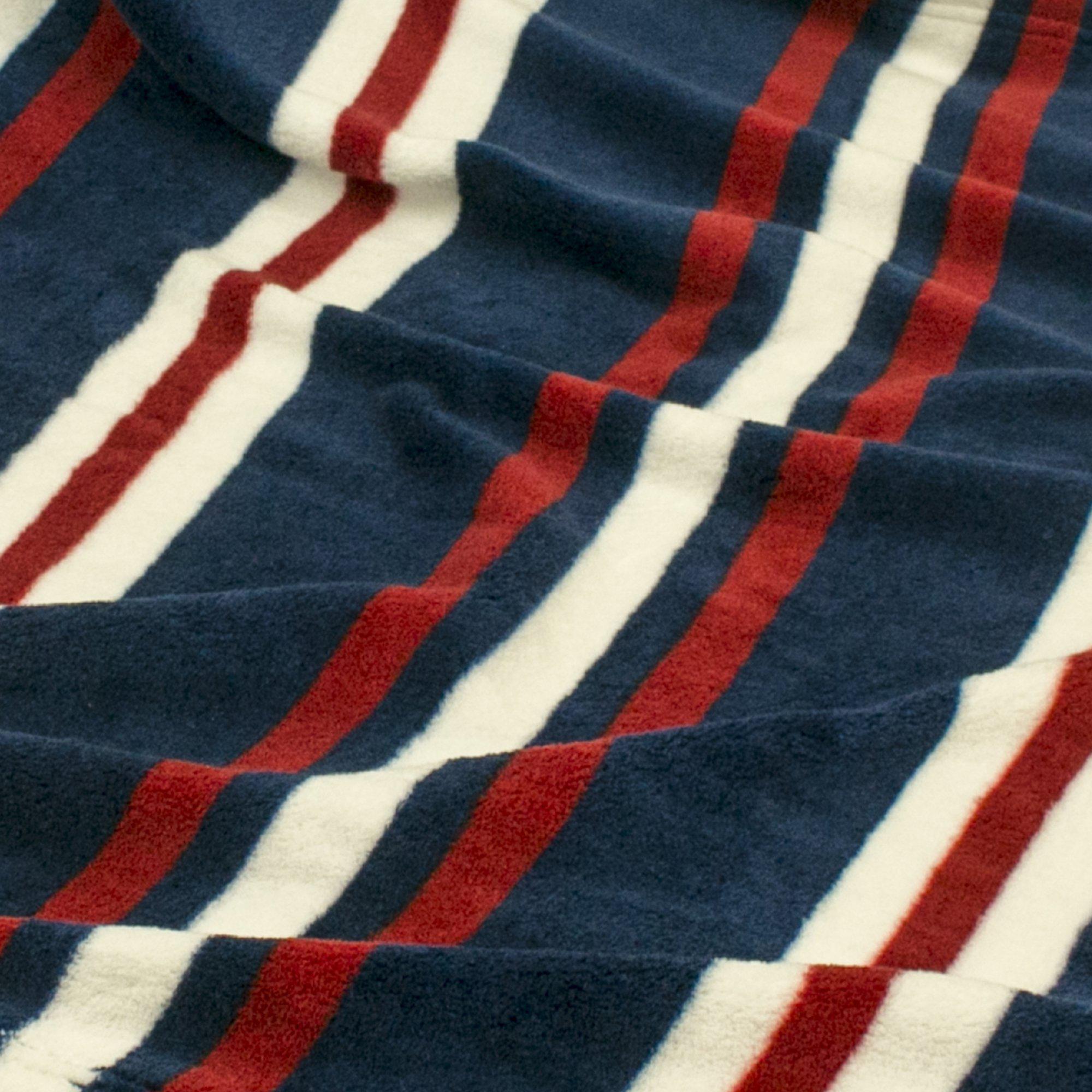 Premium Nautical Stripe Throw Blanket 30x40 Inches - Red, White & Navy Blue - Soft Cozy Blanket for Sofa, Bed, Beach Picnics & Outdoor Adventures