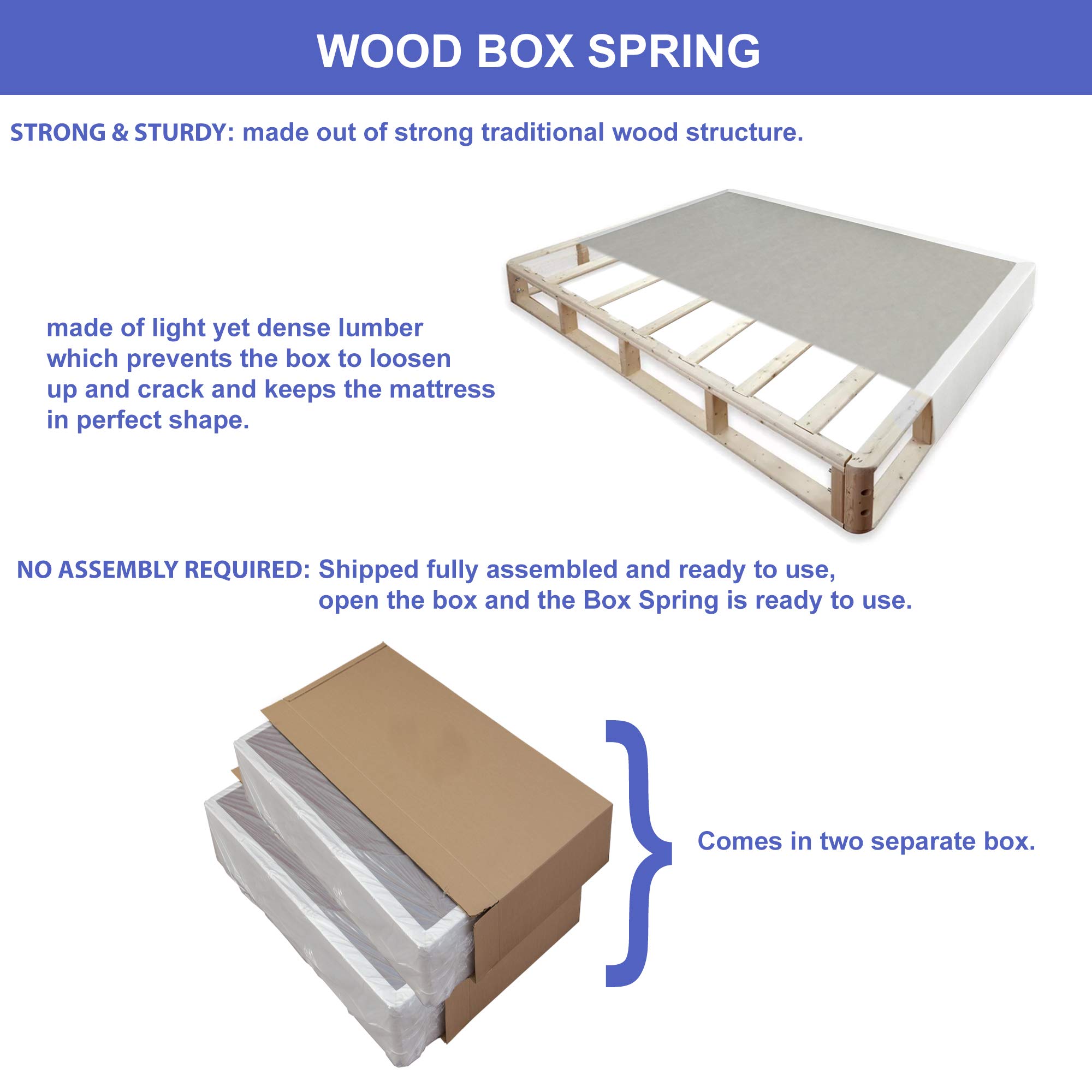 Continental Sleep Metal Foldable Box Spring Foundation - King Size Bed Frame with Sturdy Steel Support for Mattress, Perfect for Guest Rooms, Apartments & Dormitories