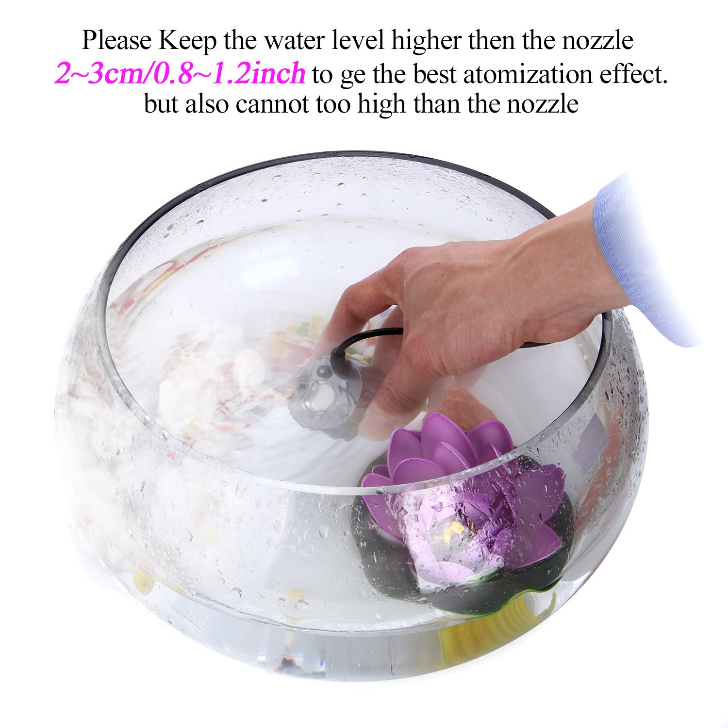 AGPTEK® 400mL/H Aluminum Mini Mist Maker Fogger - Portable Water Fountain Pond Fog Machine with Atomizer for Home, Office, and Garden Humidification | Perfect for Indoor Plants, Aquariums, and Decorative Fountains