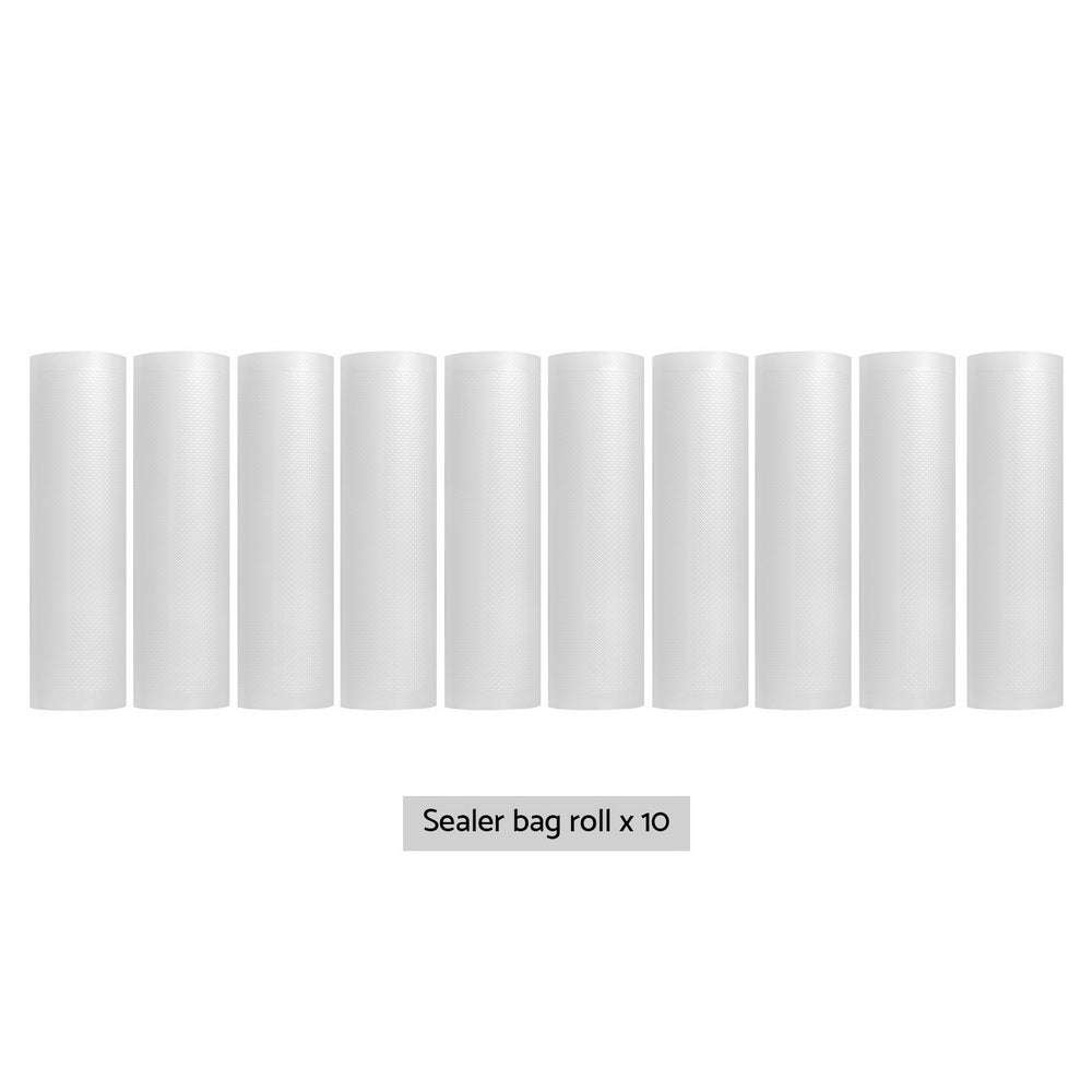 10 Rolls Vacuum Sealer Bags for Food Storage - 25cm x 6m Heat Sealing Bags - Perfect for Sous Vide, Meal Prep & Freezer Organization (25 Pack)