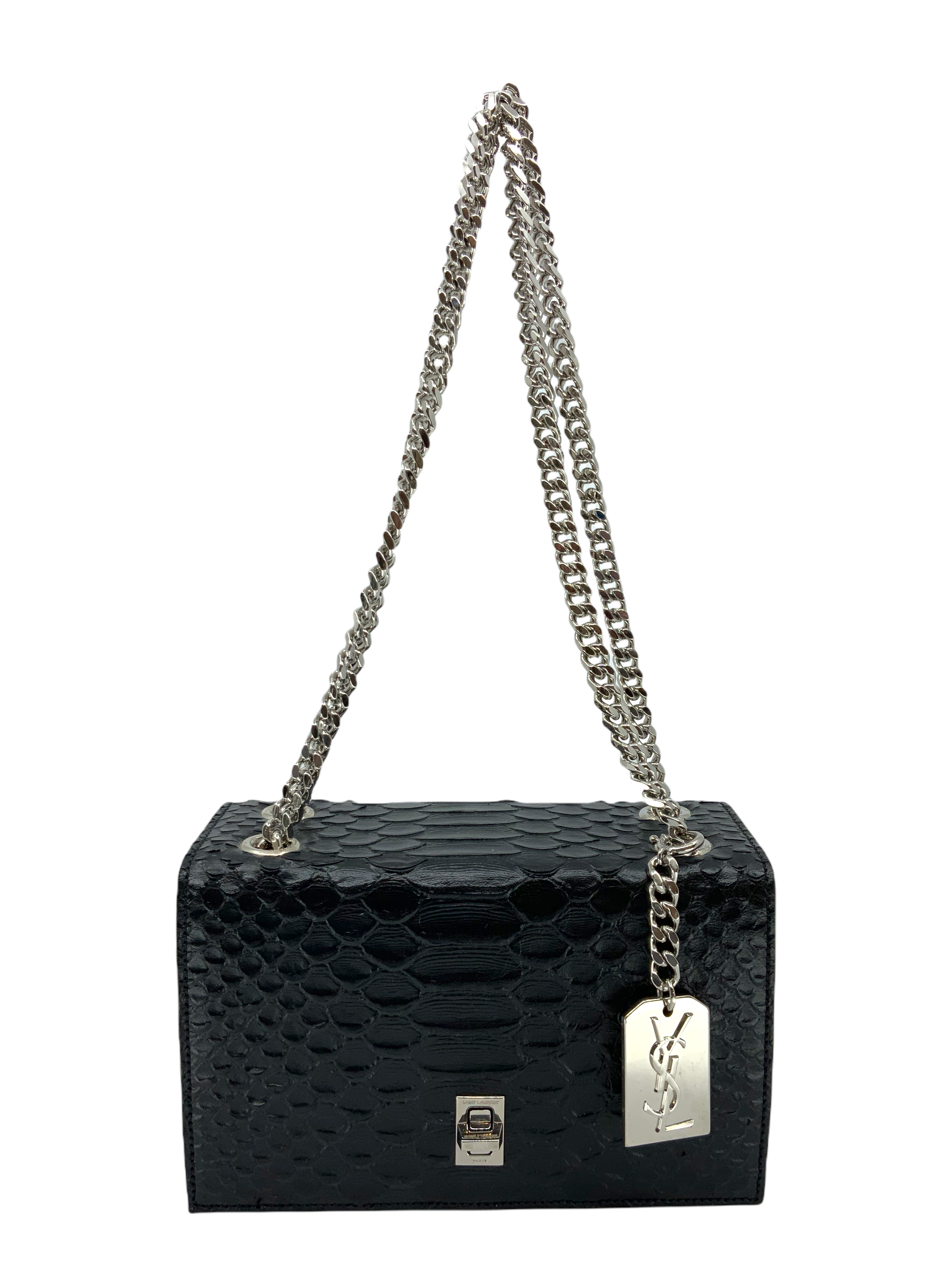 Saint Laurent Calfskin Snakeskin Embossed Mini Shoulder Bag for Women | Luxury Designer Crossbody Purse | Perfect for Evening Parties, Date Nights & Special Occasions