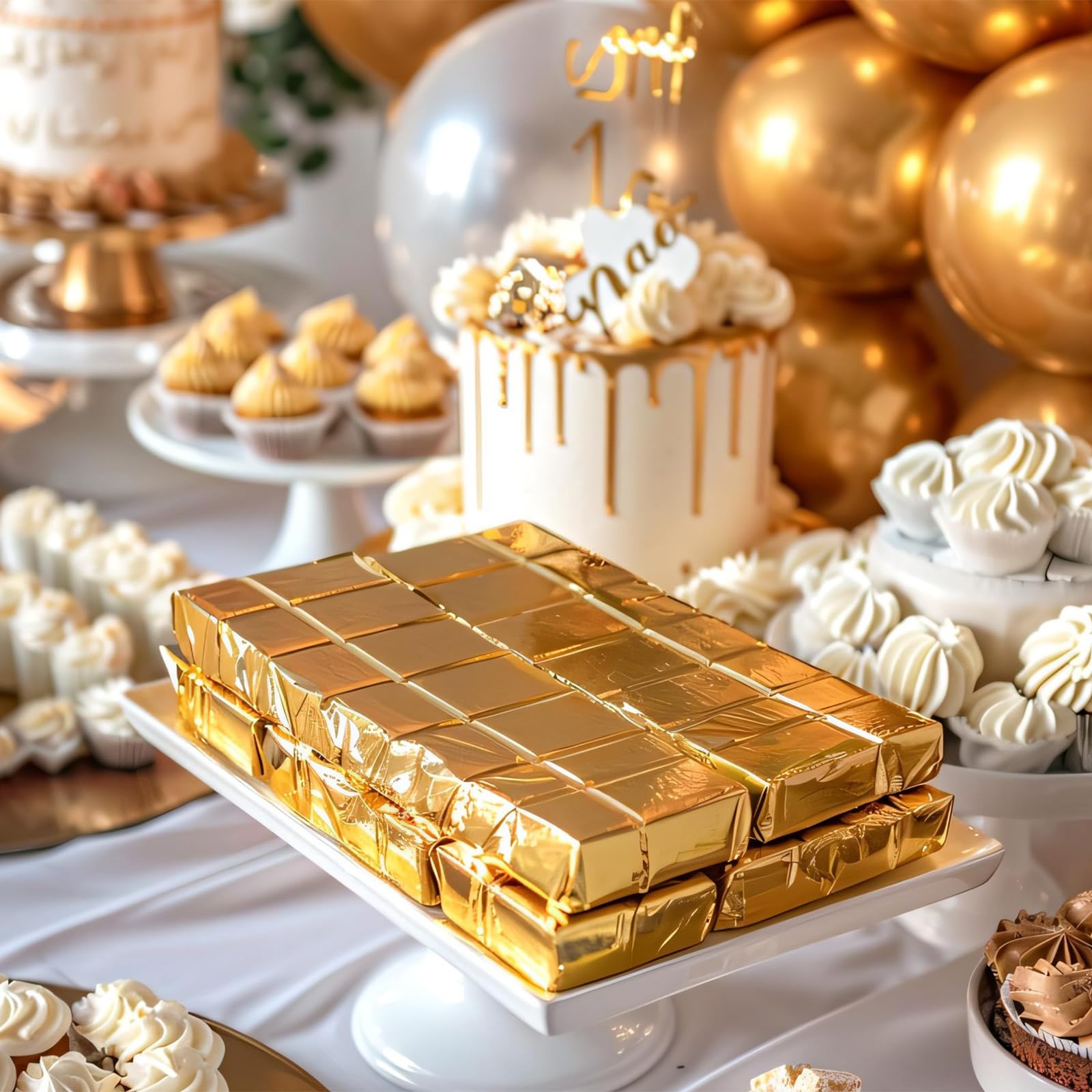 120Pcs Gold Chocolate Candy Wrappers, 6
