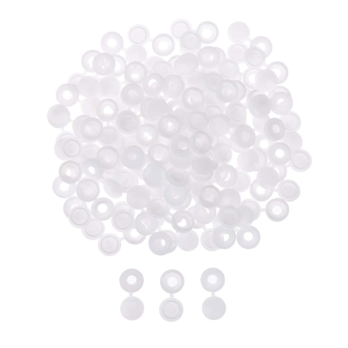 BYBYCD 100 PCS White Plastic Screw Caps - Hinged Cover for Car, Furniture & DIY Projects - Durable Decorative Screw Button Protectors (Ideal for Home Improvement & Automotive Repairs)