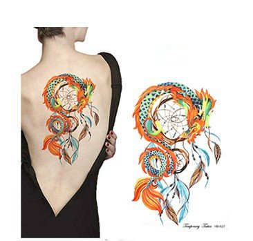 Dream Catcher Temporary Tattoos - Bohemian Tribal Style with Colorful Feather Wind Chimes Design | Perfect for Festivals, Parties & Summer Body Art