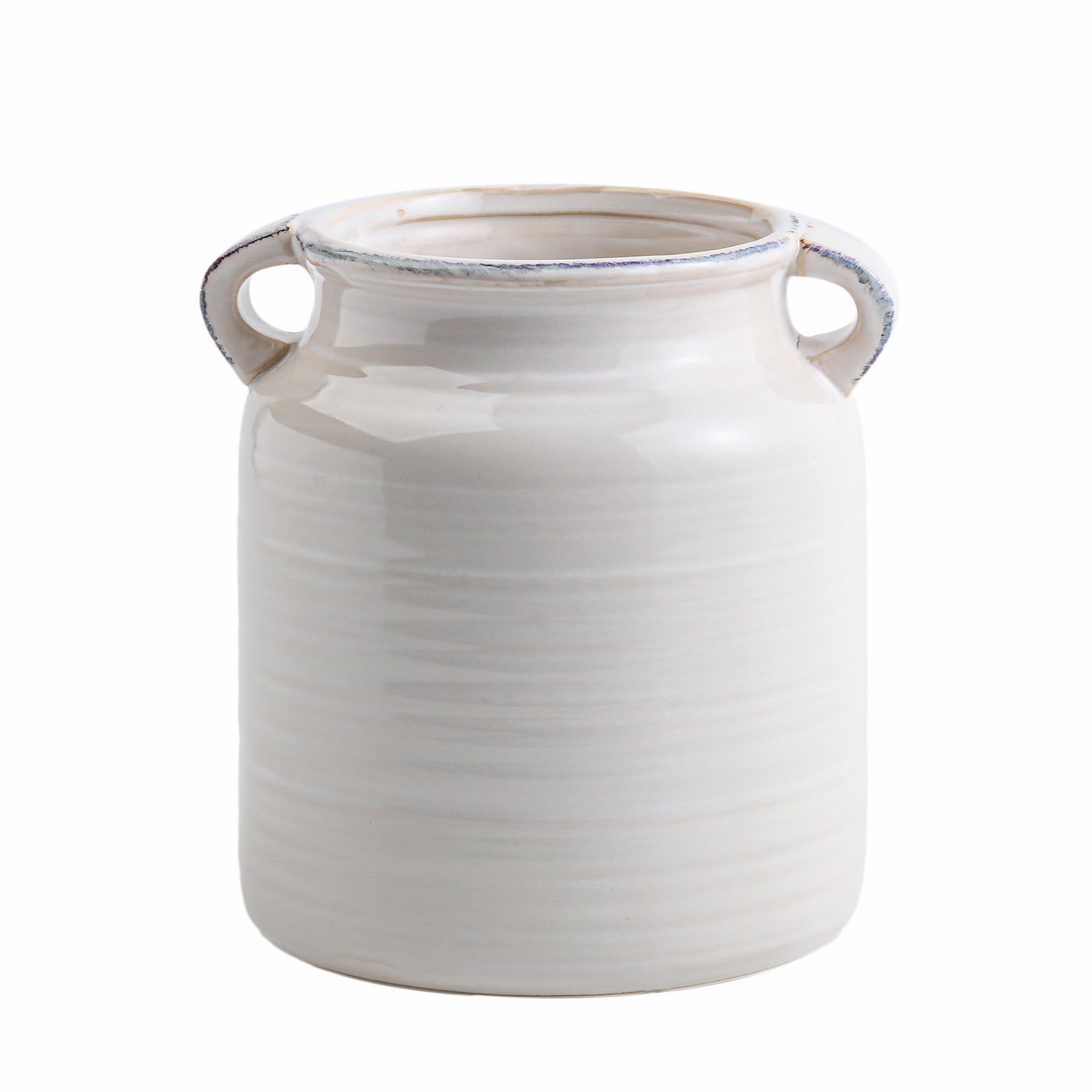 Rustic Distressed White Ceramic Flower Vase - 5.9