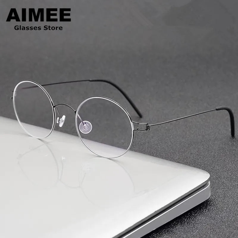 Aimee Women's Full Rim Round Screwless Titanium Eyeglasses 13120 - Lightweight & Durable Eyewear for Work, Reading & Fashion