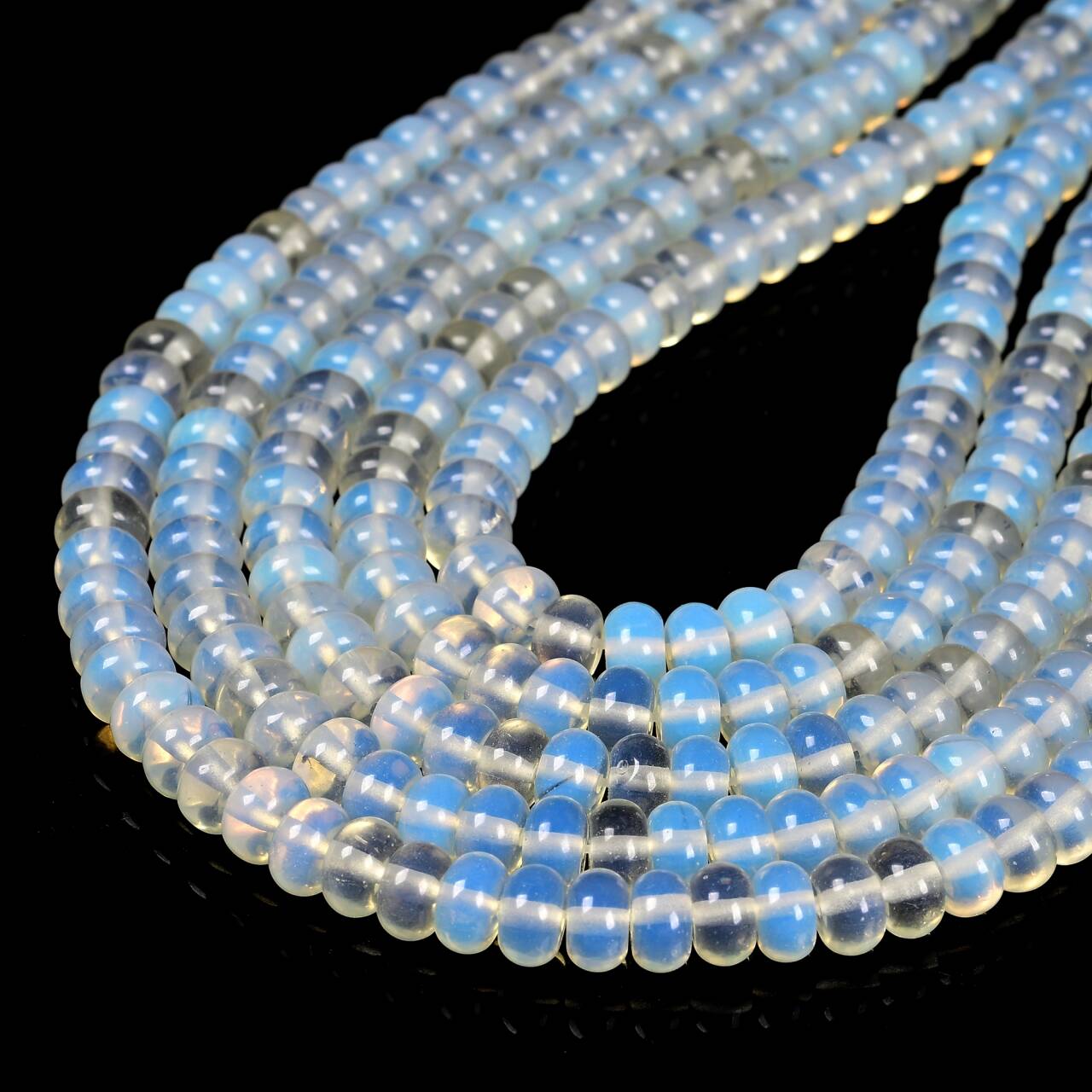 Opalite Smooth Rondelle Beads 5x8mm - 15.5 Inch Strand for Jewelry Making, DIY Bracelets & Necklaces - Healing Crystal Beads for Meditation & Spiritual Crafts