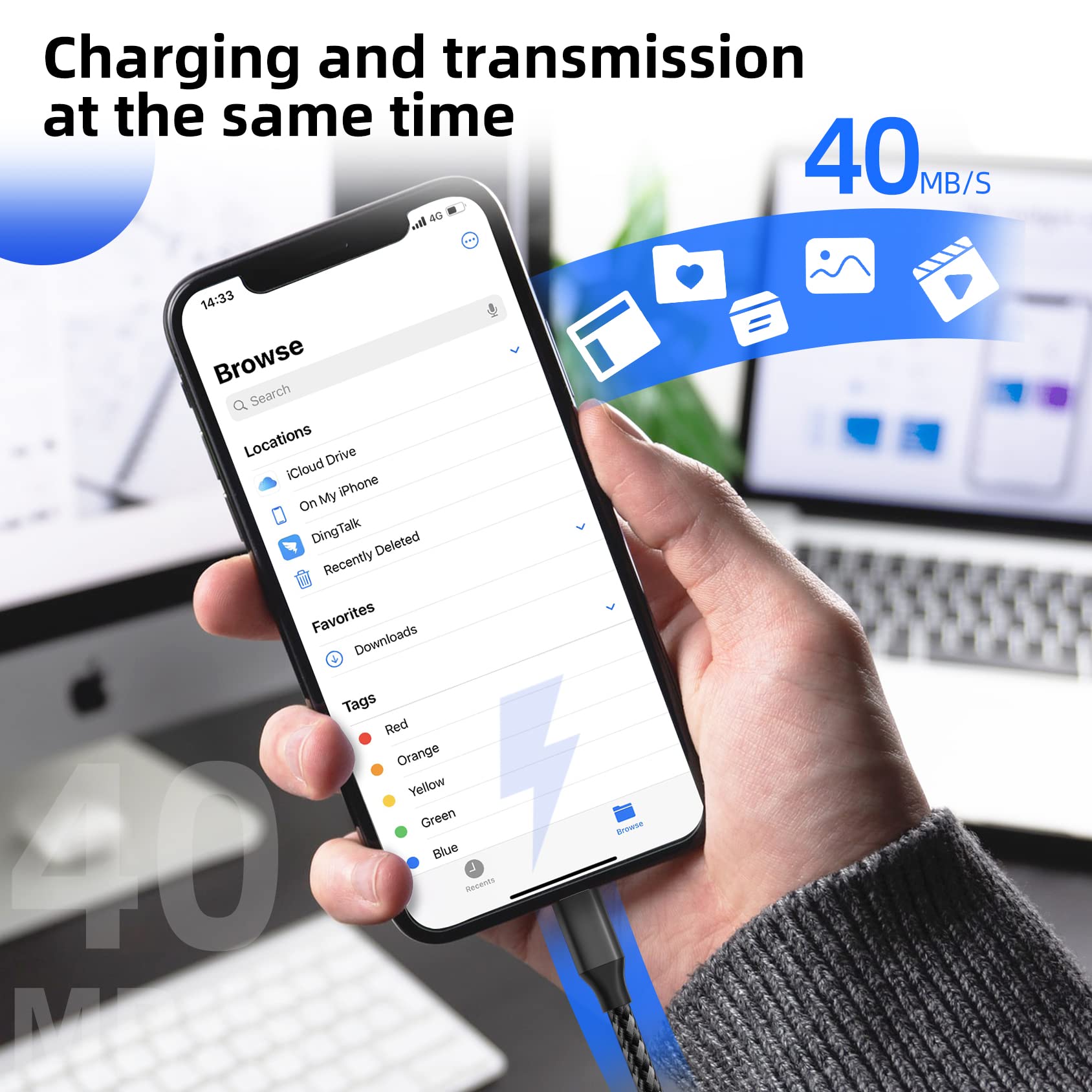 3 Pack 6ft MFi Certified Lightning Cable - Fast Charging Nylon Braided iPhone Charger Cord for iPhone 14/13/12/11 Pro Max/XS/XR/X/8/7/6 Plus - Durable & Tangle-Free for Home, Office & Travel Use