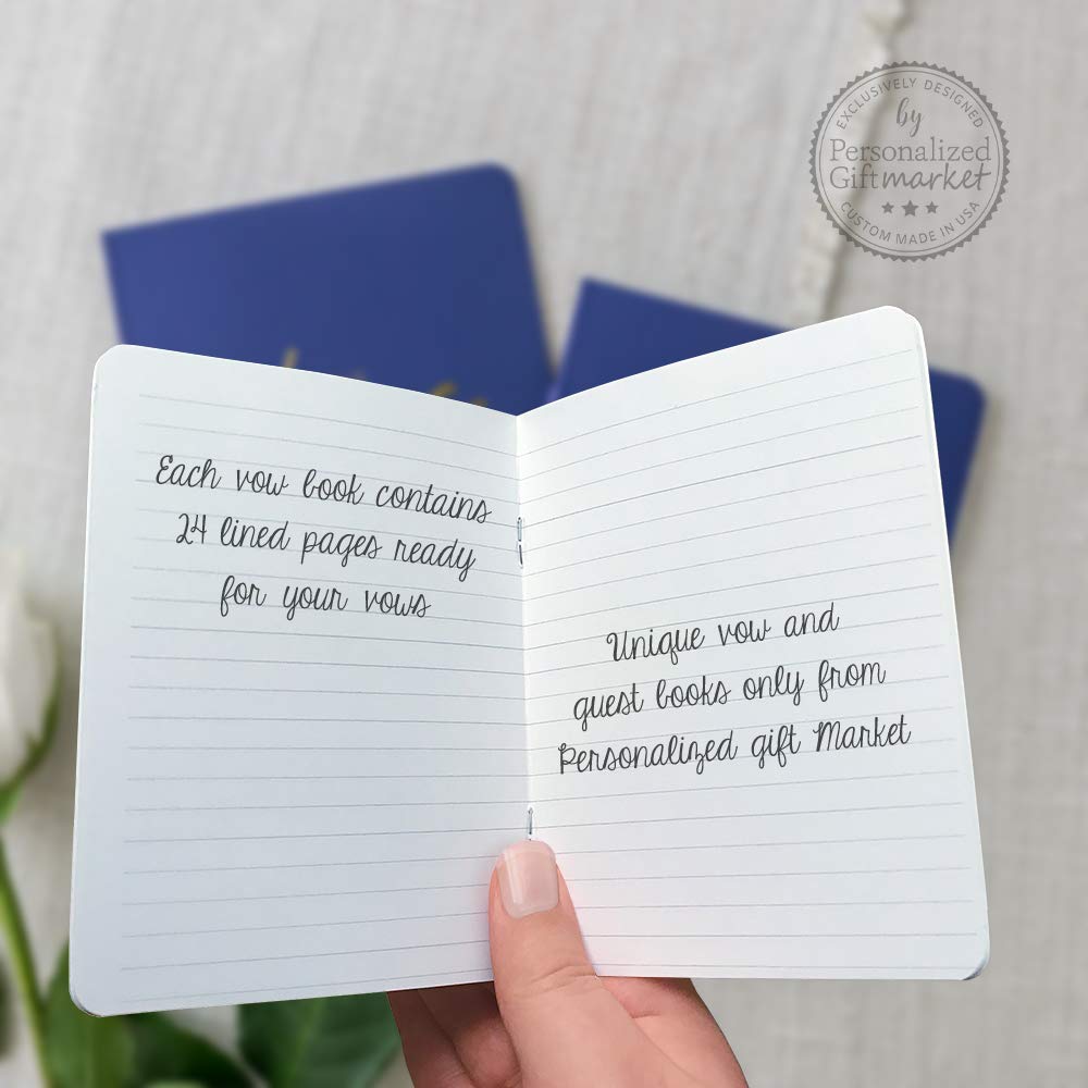 Personalized Vow Books for Wedding & Anniversary - His & Hers Set of 2 - Navy & Gold Script - Perfect for Vow Renewals, Ceremonies & Romantic Gifts
