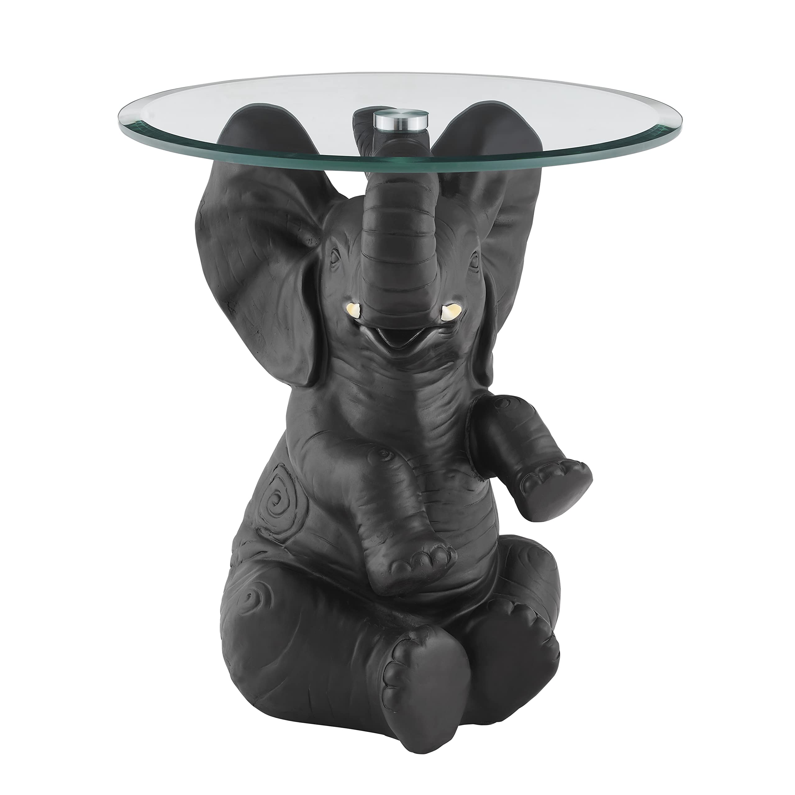 Powell Pach Elephant Side Accent Table - Gray End Table with Unique Elephant Design for Living Room, Bedroom, or Office Decor