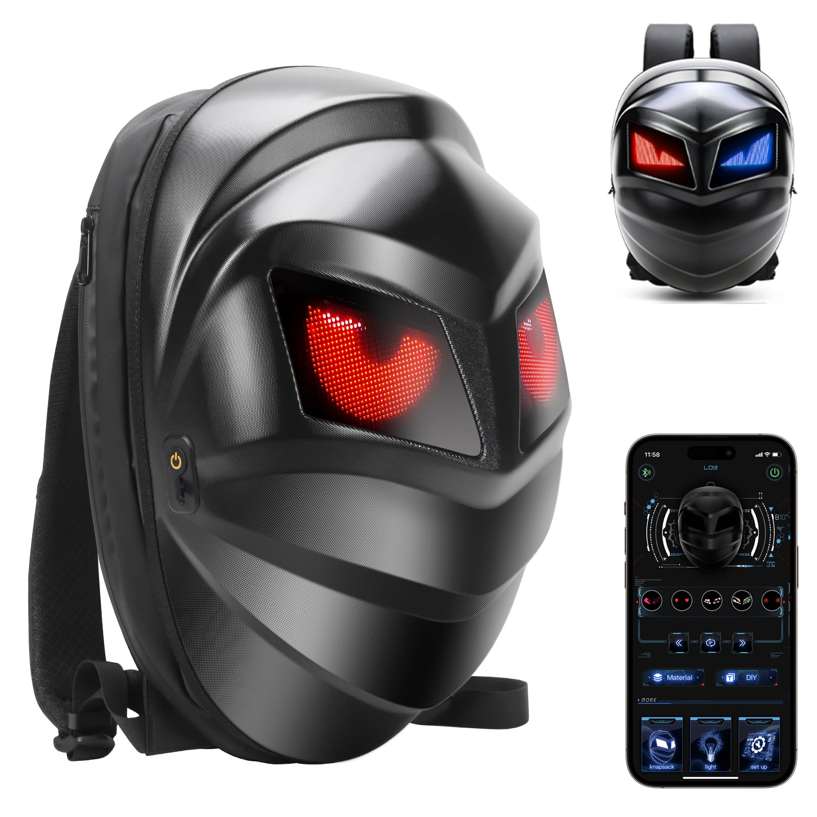 2025 Motorcycle Helmet Backpack with Programmable LED Display - USB Expandable Large Capacity Shoulder Bag for Riding Gear Storage - Perfect Father's Day Gift for Bikers & Outdoor Enthusiasts (Great for Commuting, Road Trips & Motorcycle Events)