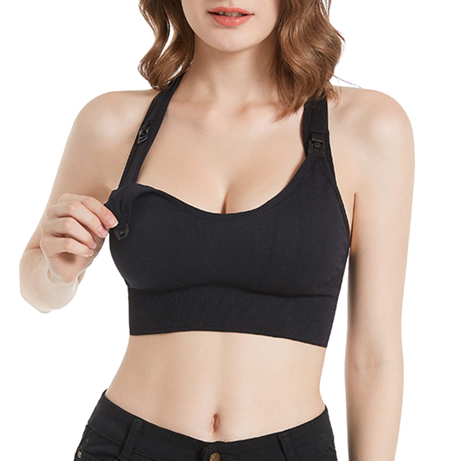 **Wireless Maternity Nursing Bras for Breastfeeding - Ultra Comfortable Longline Sports Bra & Pregnancy Sleep Bralette - Perfect for Active Moms, Yoga & Nighttime Comfort**