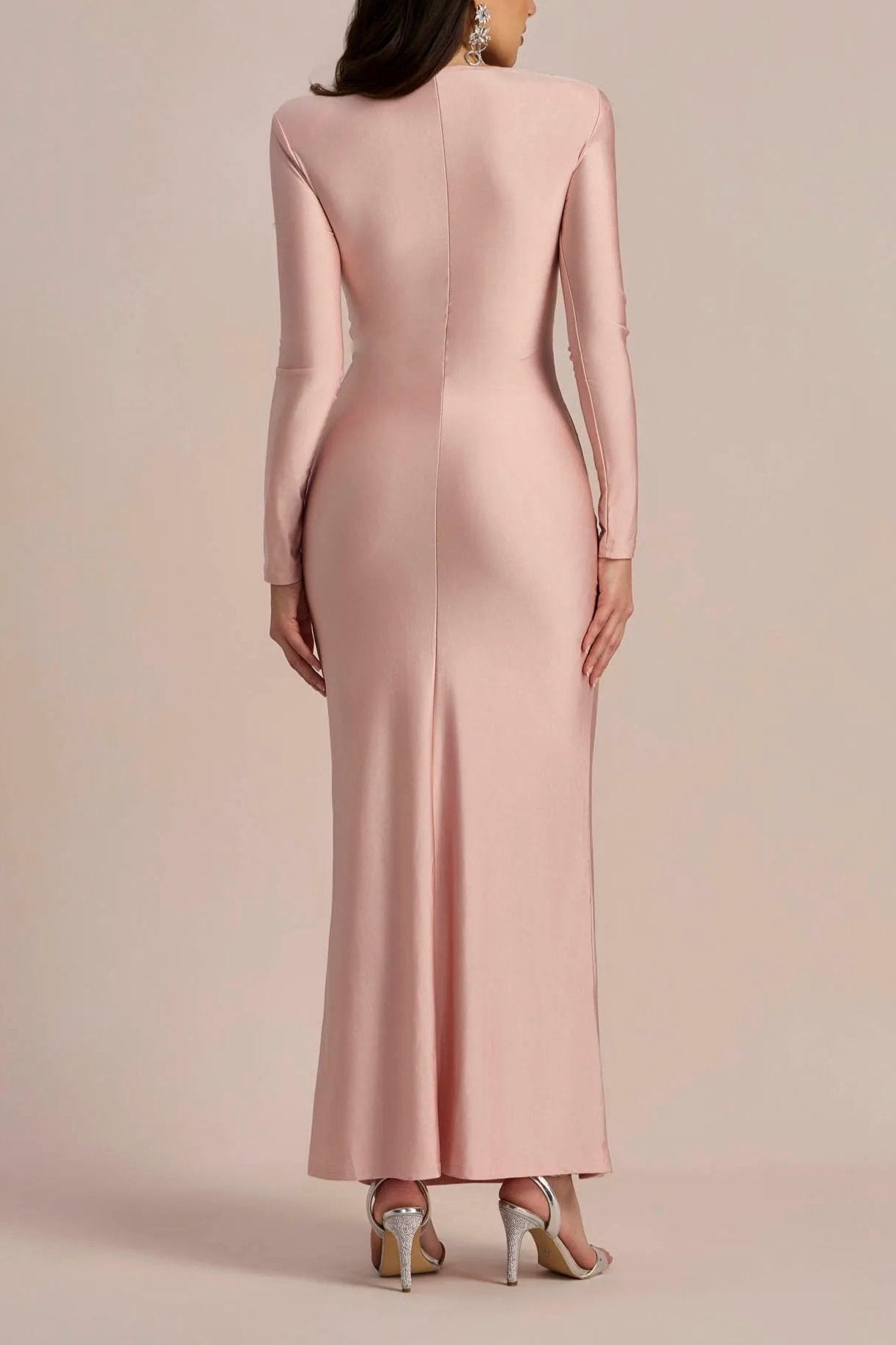 AMANDA Women's Long Sleeve Twist Front Maxi Dress - Elegant Flowy Formal & Casual Dress for Parties, Weddings & Everyday Wear