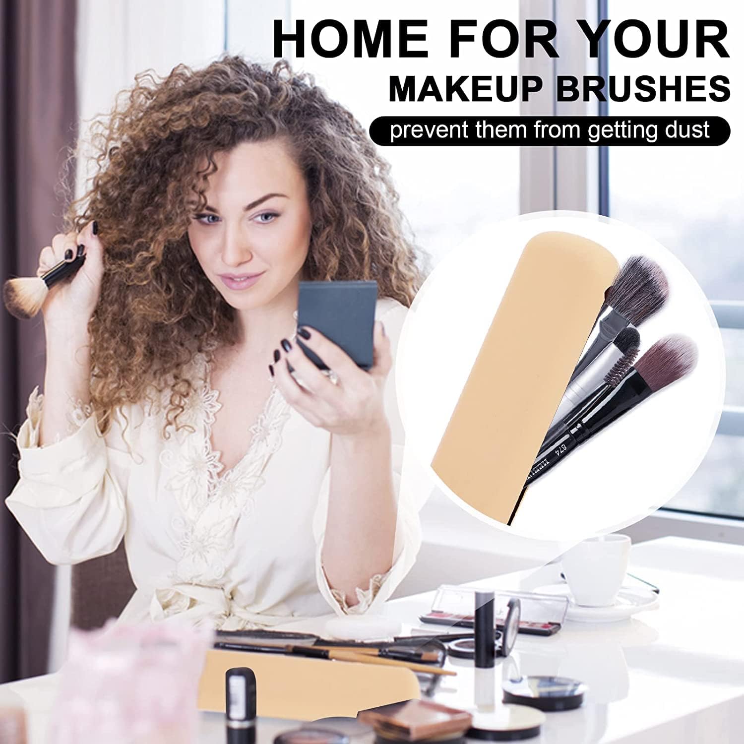2 Pack Travel Makeup Brush Holder - Waterproof Silicone Cosmetic Organizer Bag with Cleaning Pad, Portable Toiletry Pouch for Makeup Brushes & Beauty Tools | Perfect for Travel, Gym, and Daily Makeup Storage