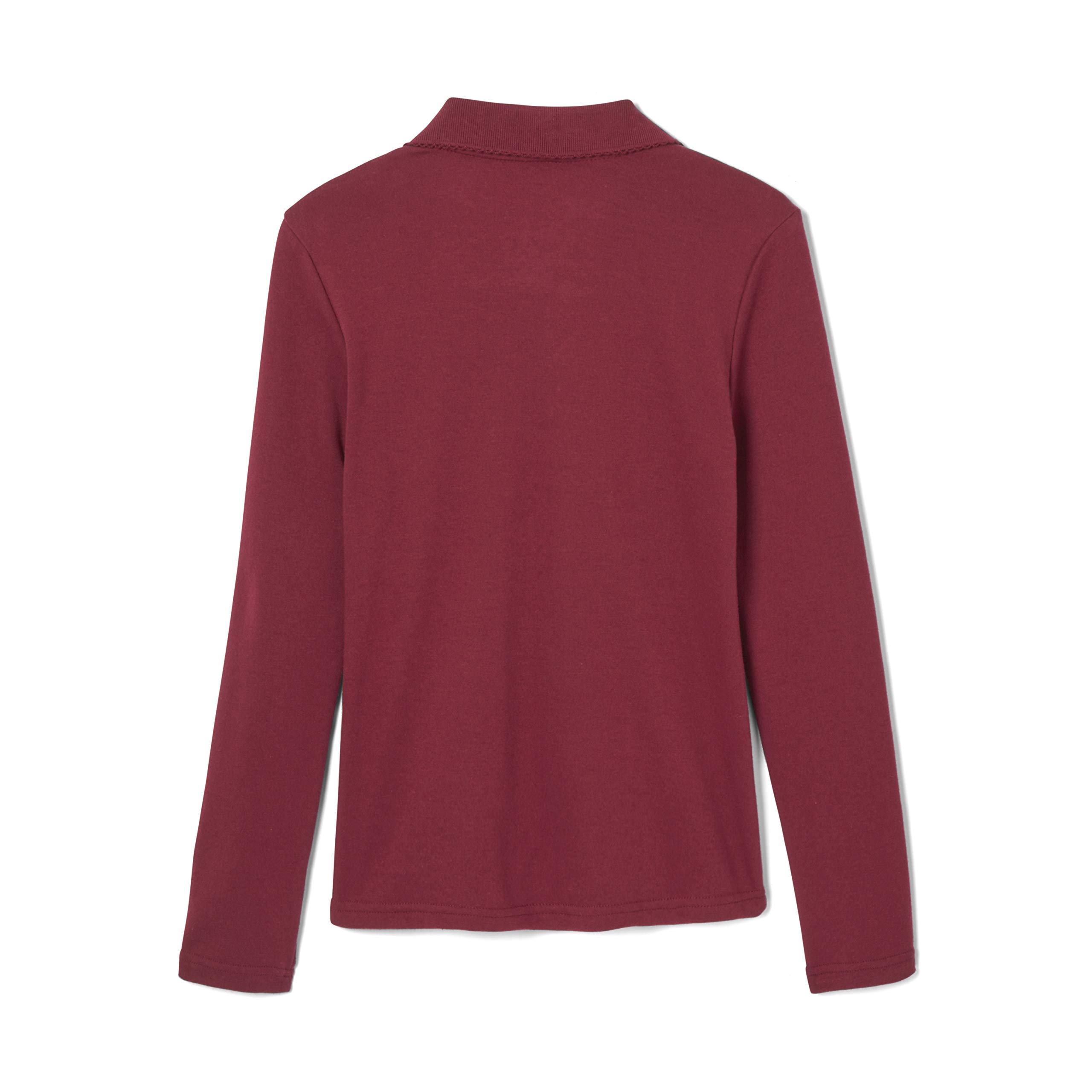 French Toast Girls' Long Sleeve Polo Shirt with Picot Collar - Standard & Plus Size Uniform Top for School & Dressy Occasions
