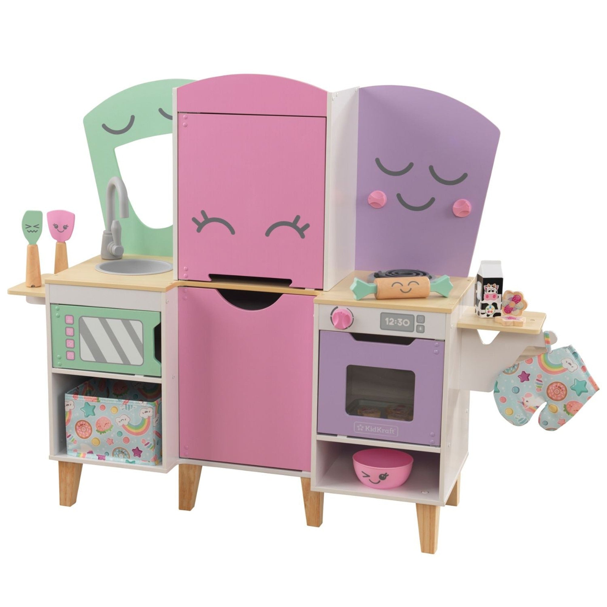 KidKraft Lil' Friends Play Kitchen - Wooden Pretend Play Toy for Toddlers & Kids - Perfect for Imaginative Play, Role-Playing & Early Learning - Great for Home, Preschool & Daycare Use