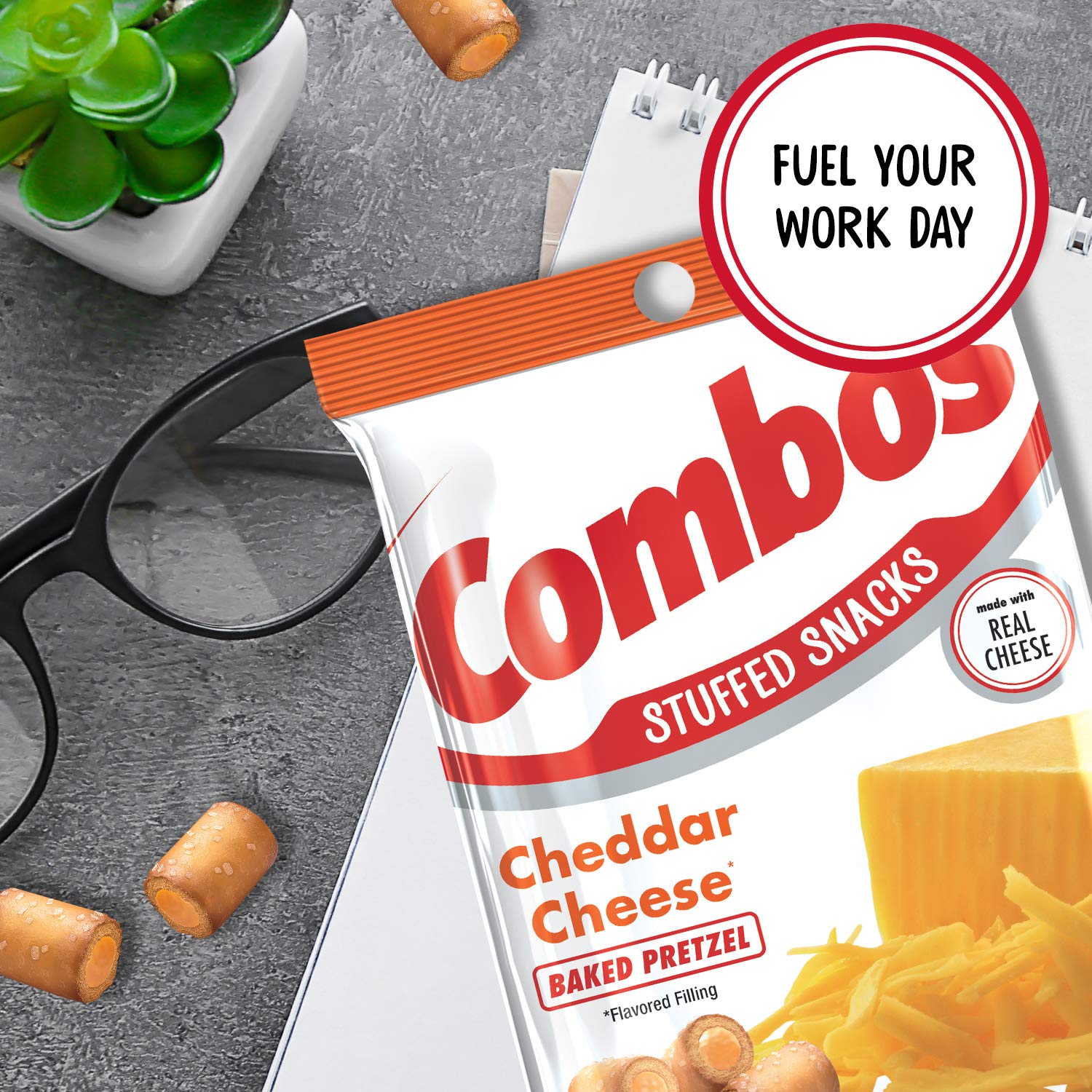 Crunchy Cheddar Cheese Pretzel Baked Snacks | 6.3-Ounce Resealable Bag | Perfect for School Lunches, Office Snacks & Road Trips