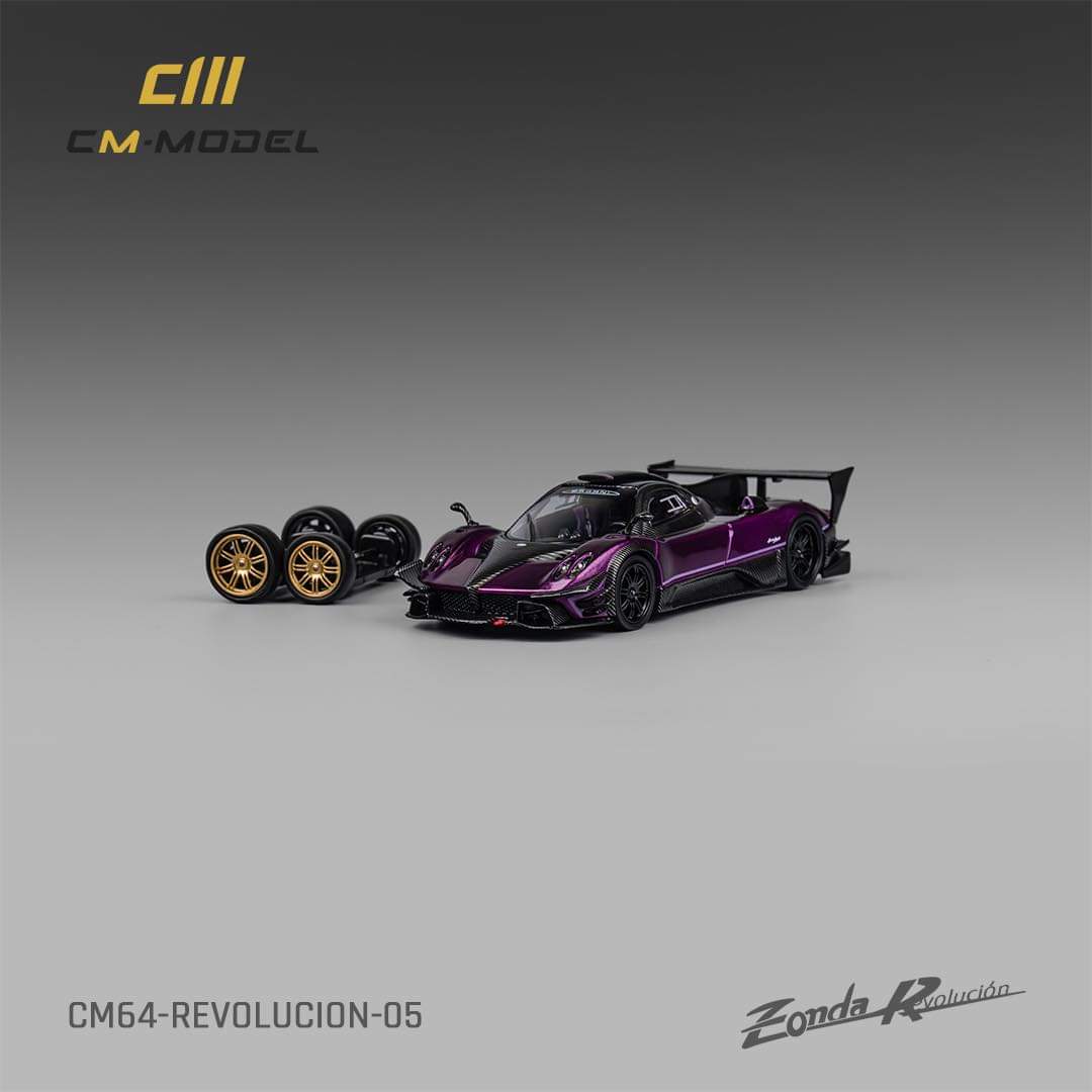 1:64 Scale CM Model Pagani Zonda Revolucion Diecast Car - Purple Collectible Sports Car for Display, Gifts & Racing Enthusiasts