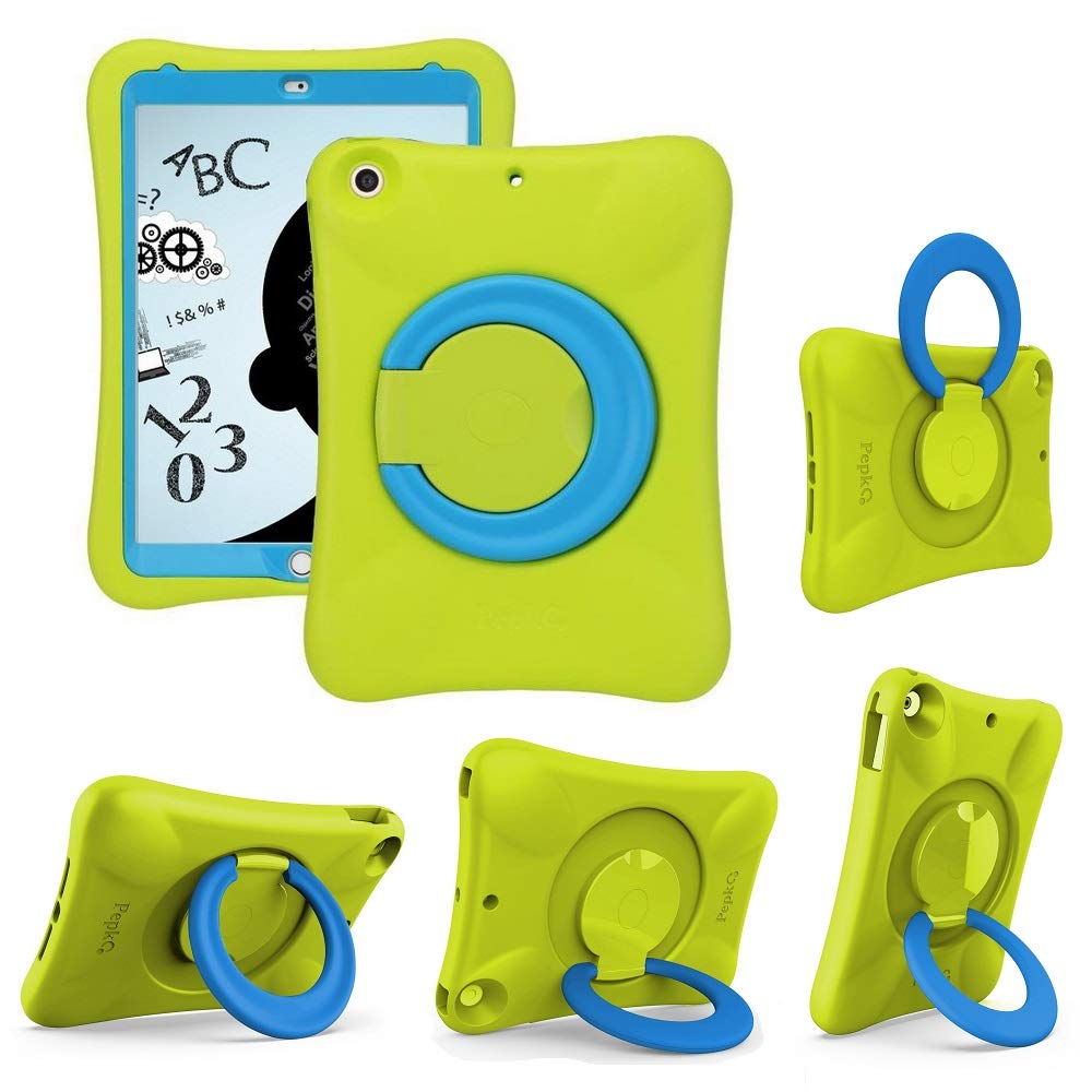 Pepkoo Kids EVA Protective Case for iPad Air 10.5 Inch (3rd Gen 2019) - Multi-Angle Stand, Shockproof Cover for Boys & Girls - Green & Blue - Perfect for School, Travel & Home Learning