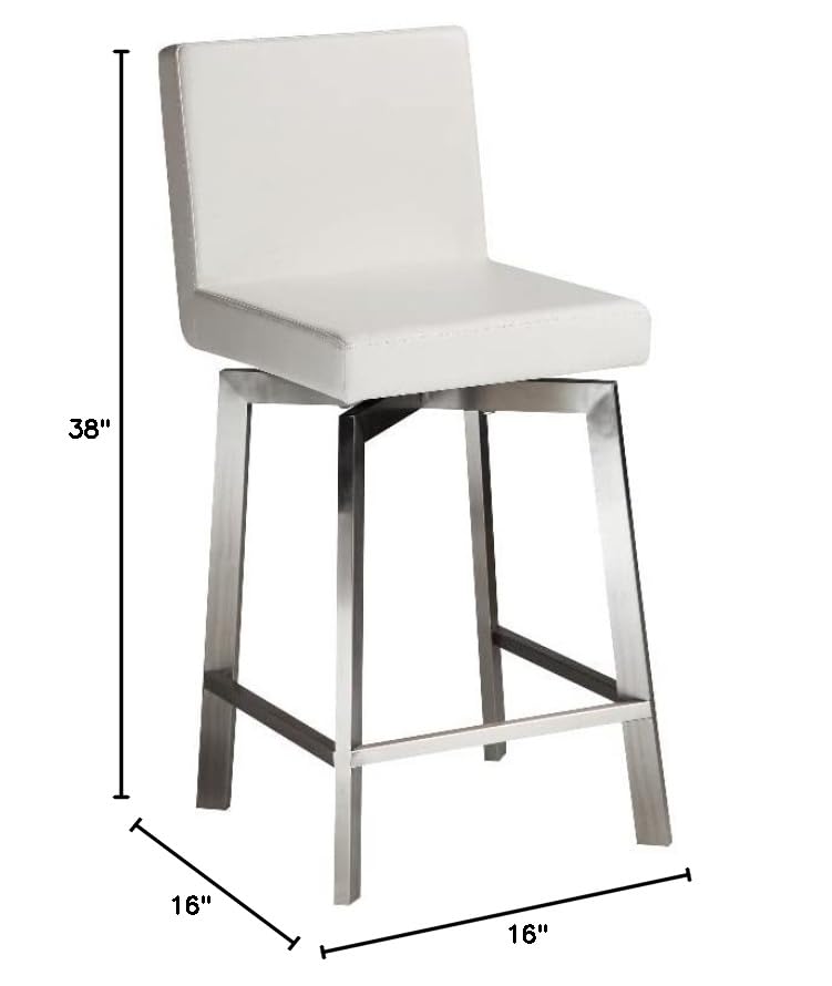 Mod Home Collection Tiero Counter Stool - White Bar Stool for Kitchen Island, Breakfast Nook & Dining Room - Modern Adjustable Height Stool with Comfortable Seat