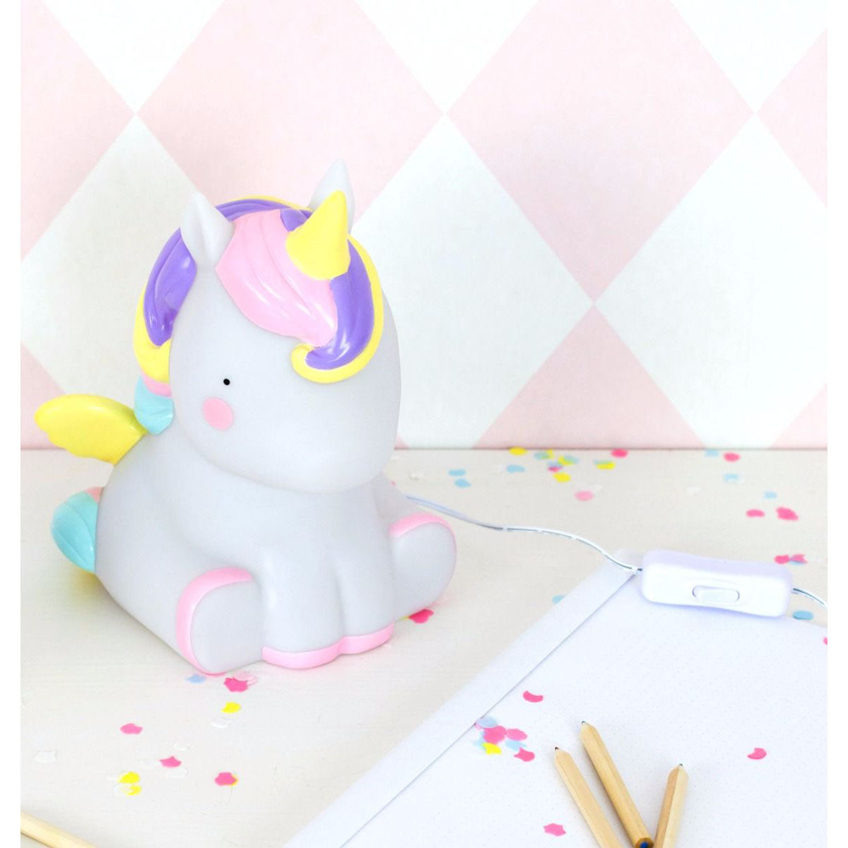 A Little Lovely Company Unicorn Table Lamp - Cute LED Night Light for Kids Room, Nursery, Bedroom Decor - Perfect Gift for Girls & Boys Birthday, Christmas