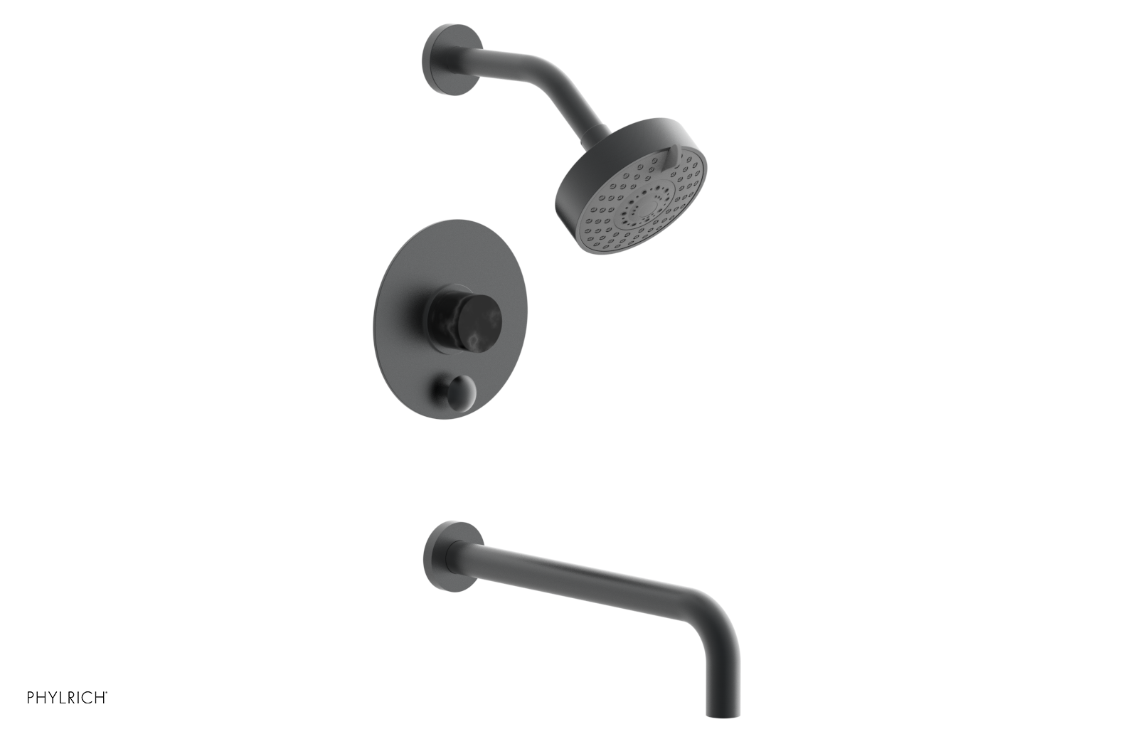 BASIC II 12 Pressure Balance Tub and Shower Set - Black Marble Finish, 230 28 12 - Perfect for Modern Bathroom Renovations & Spa-Like Showers