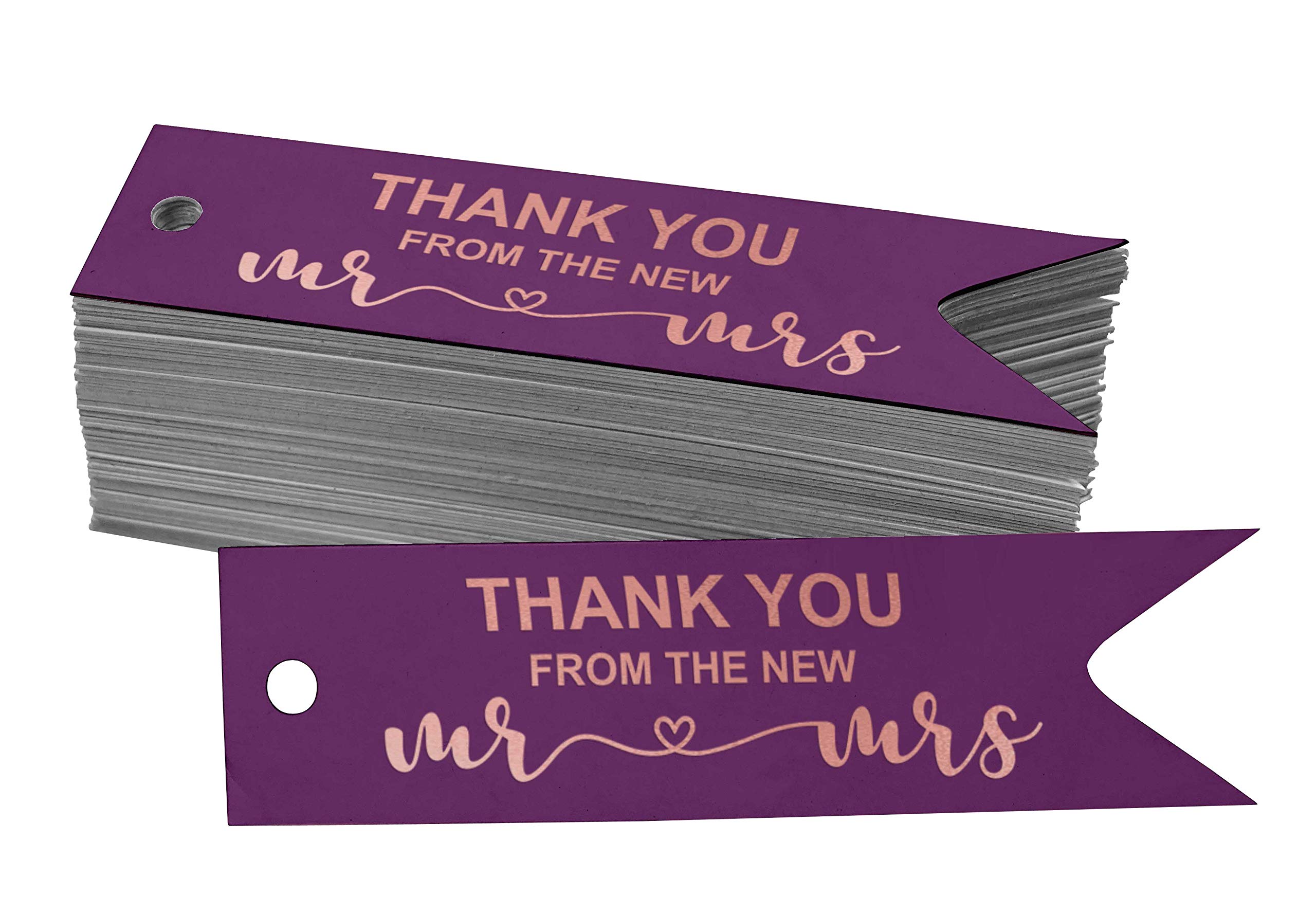 Rose Gold Foil Wedding Favor Tags - 100pcs Elegant Thank You Gift Tags for Bridal Shower, Baby Shower & Party Favors - Perfect for DIY Wedding Decorations & Special Events
