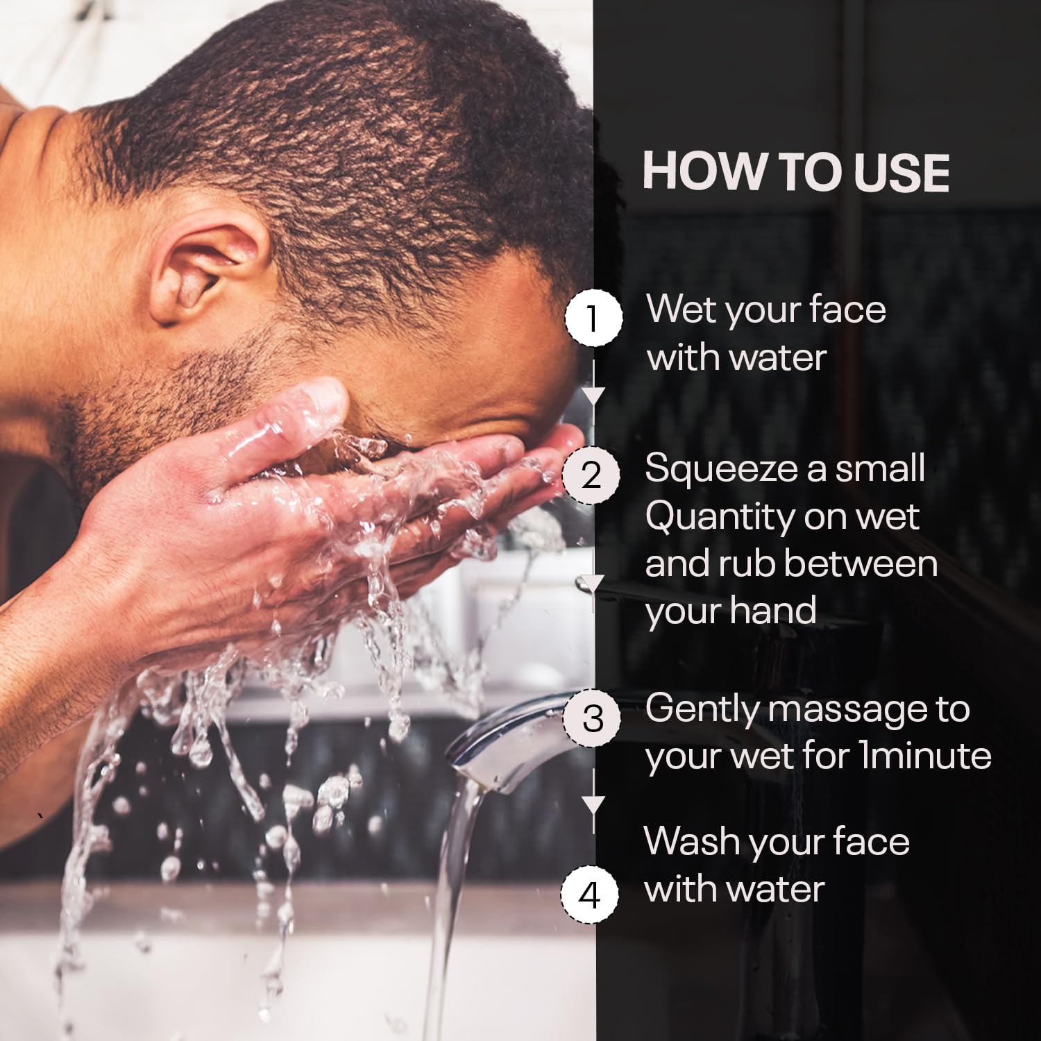 Qraa Men's Himalayan Charcoal Purifying Face Wash - Deep Cleansing & Skin Brightening Formula for Men | 100g | Acne Treatment & Blackhead Removal for Oily & Combination Skin | Daily Skincare Routine