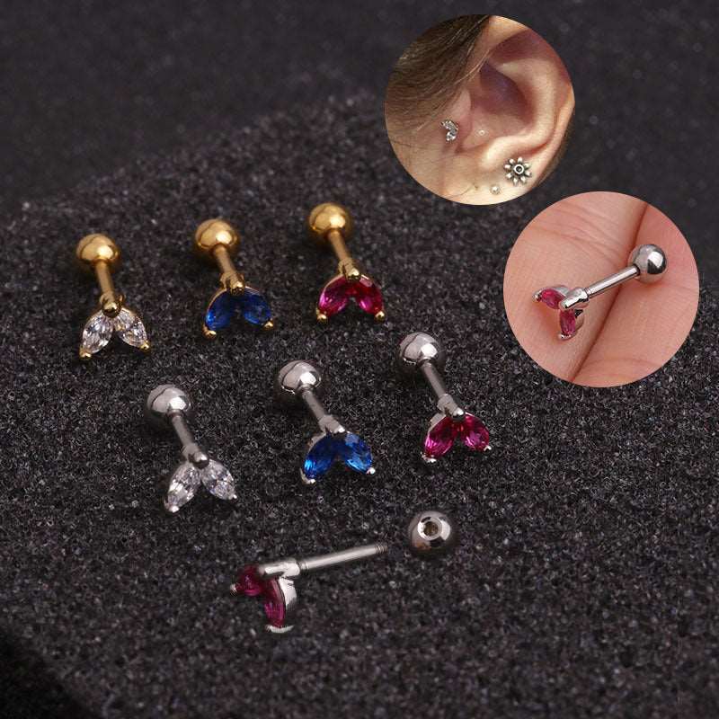 16G Fish Tail Tiny Cartilage Stud Earrings - Hypoallergenic Stainless Steel Ear Piercing Jewelry for Helix, Tragus, Conch | HSPJ1963 | Perfect for Everyday Wear & Special Occasions