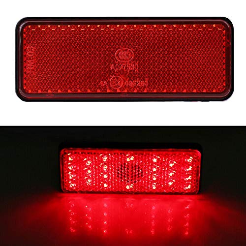 24 LED Motorcycle ATV Rectangular Reflector Tail Brake Stop Light - Red - High Visibility Safety Light for Night Riding & Off-Road Adventures