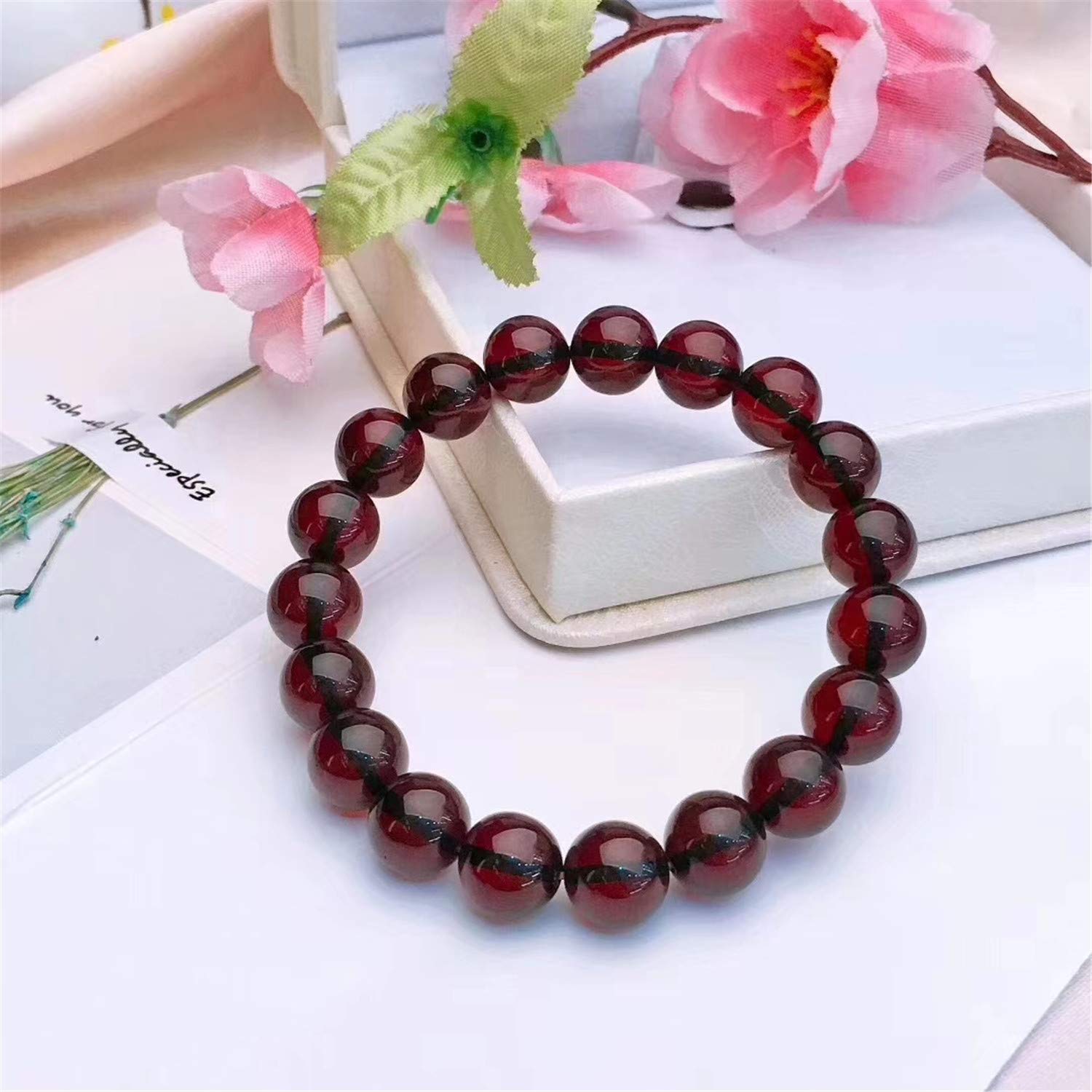10mm Natural Blood Red Amber Gemstone Beads - AAA Grade Burma Clear Round Beads for Women & Men's Bracelet with Certificate | Perfect for Jewelry Making, Gift Giving & Spiritual Healing