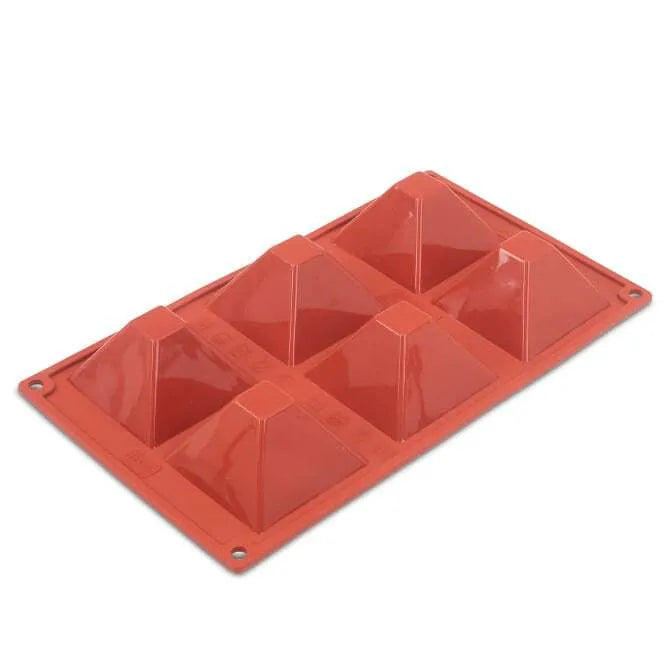 Non-Stick Orange Silicone Ice Cube Tray with 6 Pyramid Shapes - Perfect for Cocktails, Lemonade, and Creative Drinks