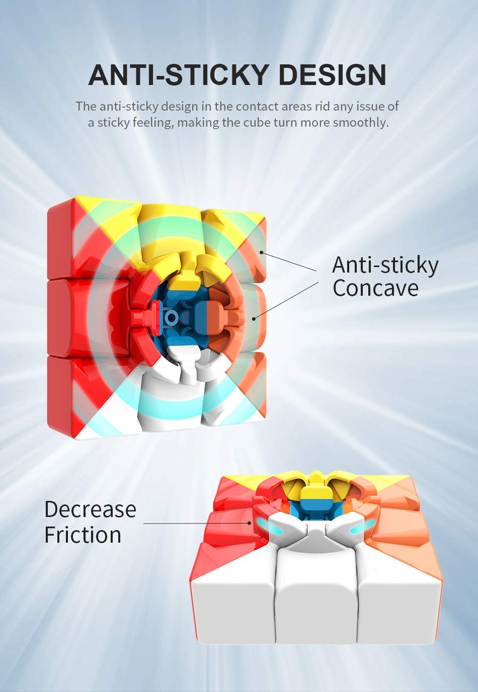 D ETERNAL 3x3 Speed Cube - Stickerless Magic Puzzle Game Toy for Kids & Adults | High-Speed Smooth Turning | Includes Cube Stand (Multicolor) | Perfect for Speedcubing, Brain Training & Gift Giving
