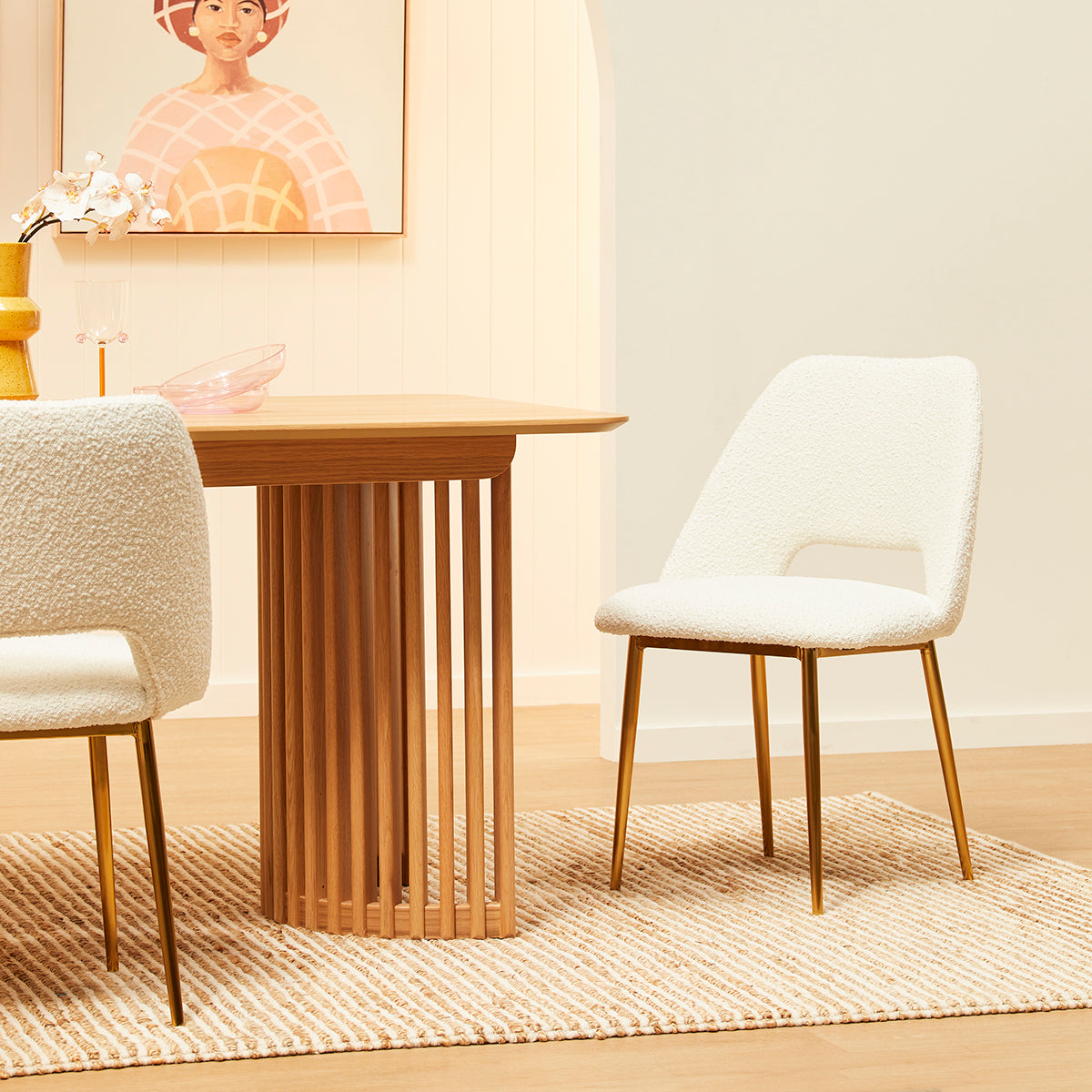 Belmont Boucle Dining Chair - Modern Upholstered Accent Chair for Kitchen, Dining Room & Office - Comfortable & Stylish Seating Solution