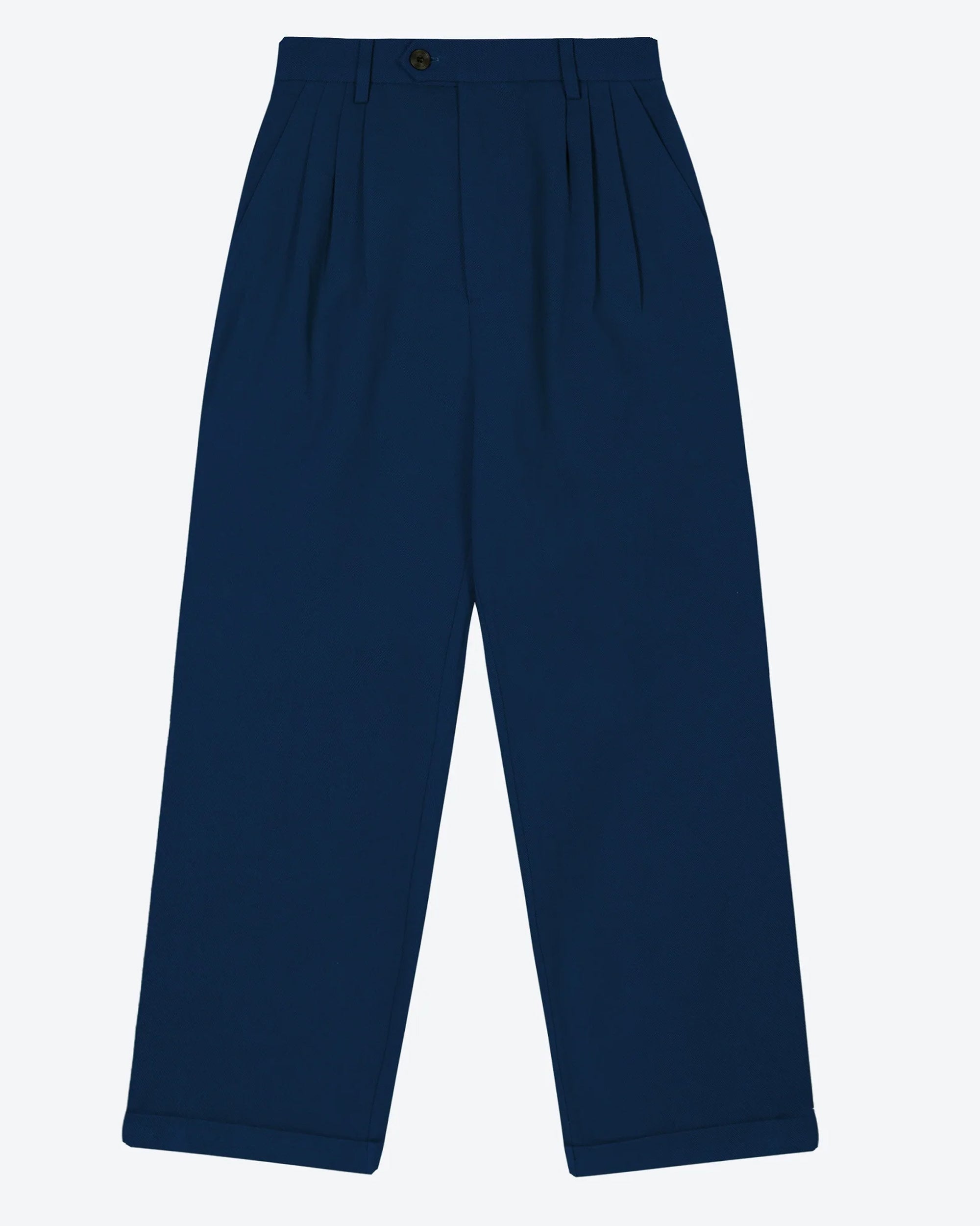 Lowie Drill Navy Pleat Front Trousers for Men - Comfortable & Stylish Work Pants for Office, Business Casual & Formal Wear