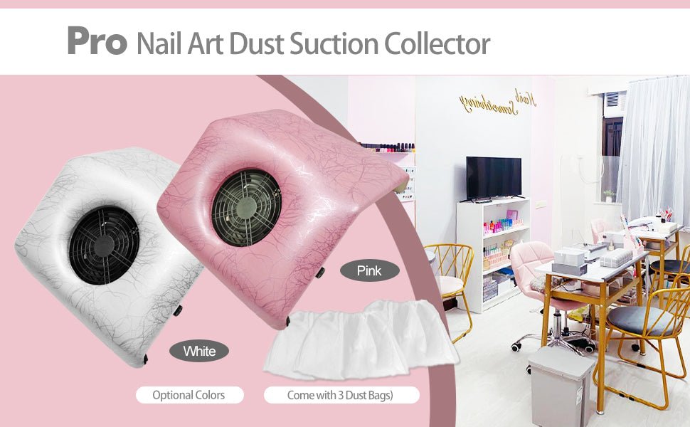 30W Nail Art Dust Suction Collector Vacuum Cleaner - Extra Wide Size for Professional Salon & Home Manicure Use