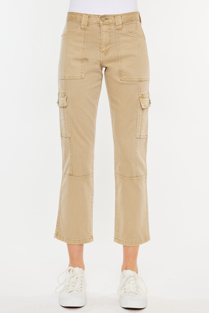 Lavinia Women's High Rise Slim Straight Leg Cargo Pants - Stretch Comfort Fit for Work, Hiking & Casual Wear