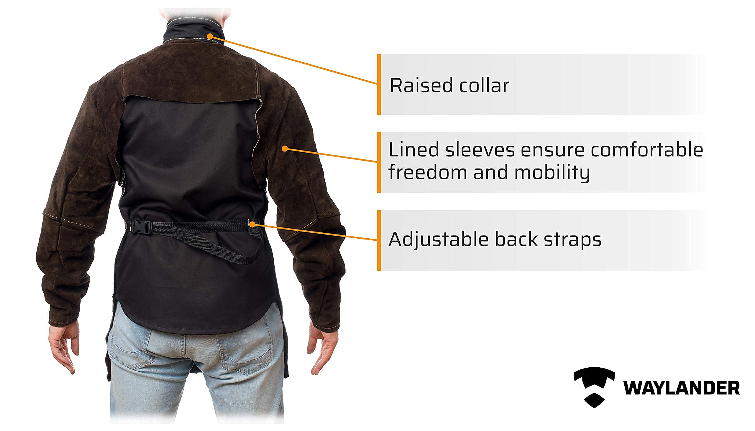 Waylander 2-Piece Split Leather Welding Jacket with Detachable 37