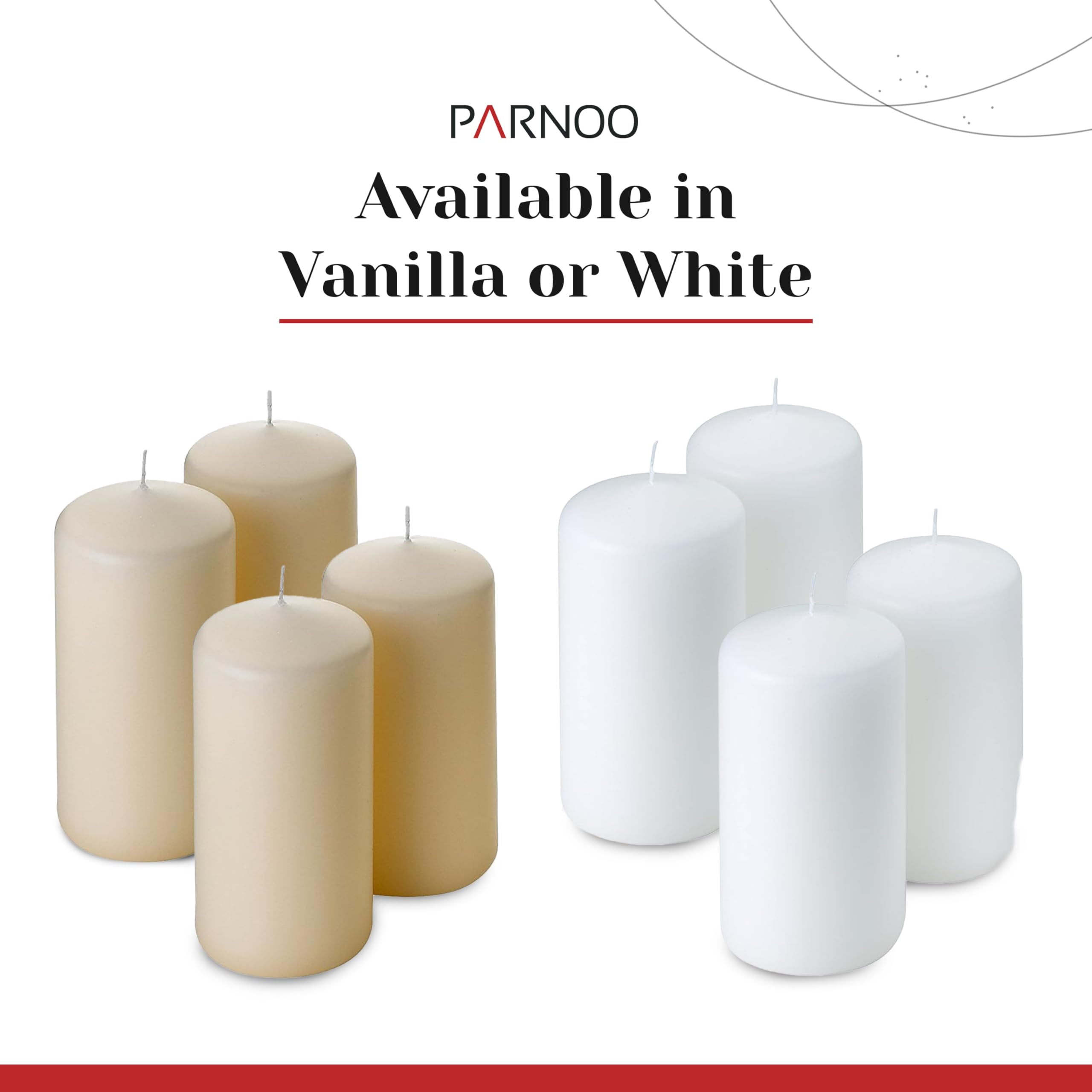 Unscented Pillar Candles Set of 4 - 3x6 Inch Vanilla Scented Slow Burning Candles for Wedding Decorations, Table Centerpieces, Romantic Dinners & Home Decor - Large White Pillar Candles by PARNOO