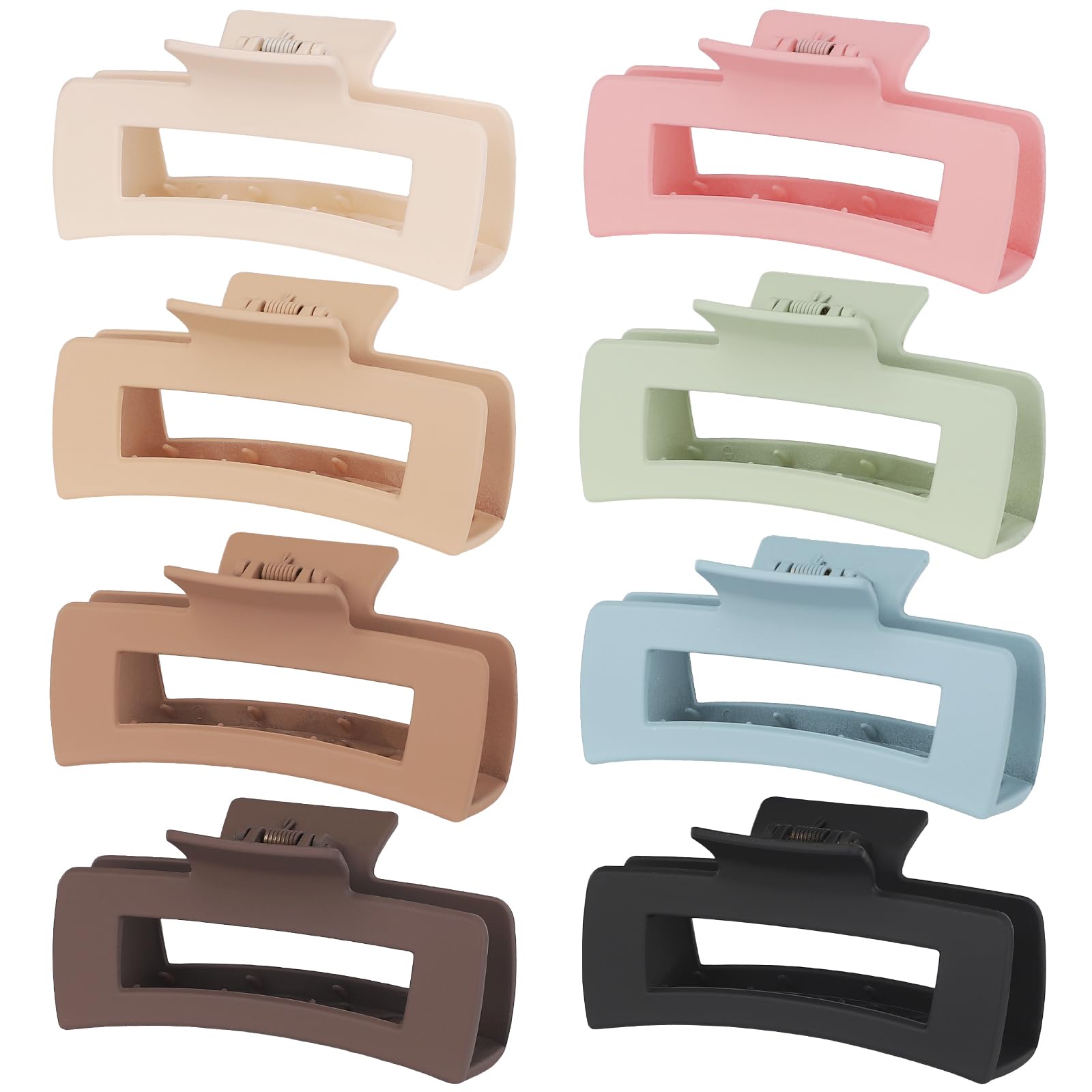 4.1 Inch Large Hair Clips 8 Pcs - Square Claw Clips for Thick Hair, Big Acrylic Banana Jaw Hair Clips - Hair Accessories for Women & Girls (Brown Colorful) - Perfect for Updos, Ponytails & Everyday Styling