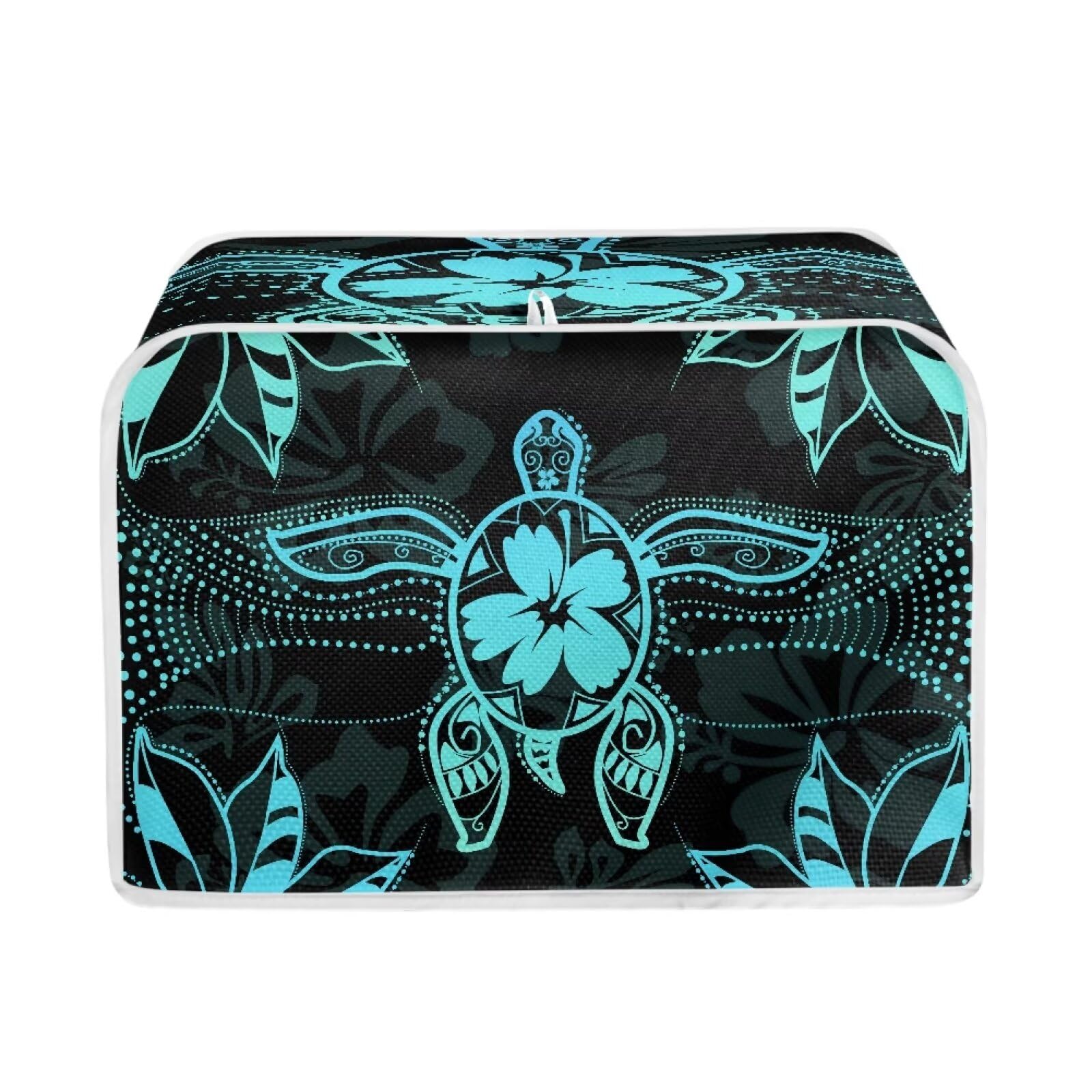 4 Slice Toaster Cover with Sea Turtle Hibiscus Print - Anti-Fingerprint Microwave & Toaster Oven Protector - Bakeware Cover for Kitchen - Perfect for Countertop Protection & Home Decor